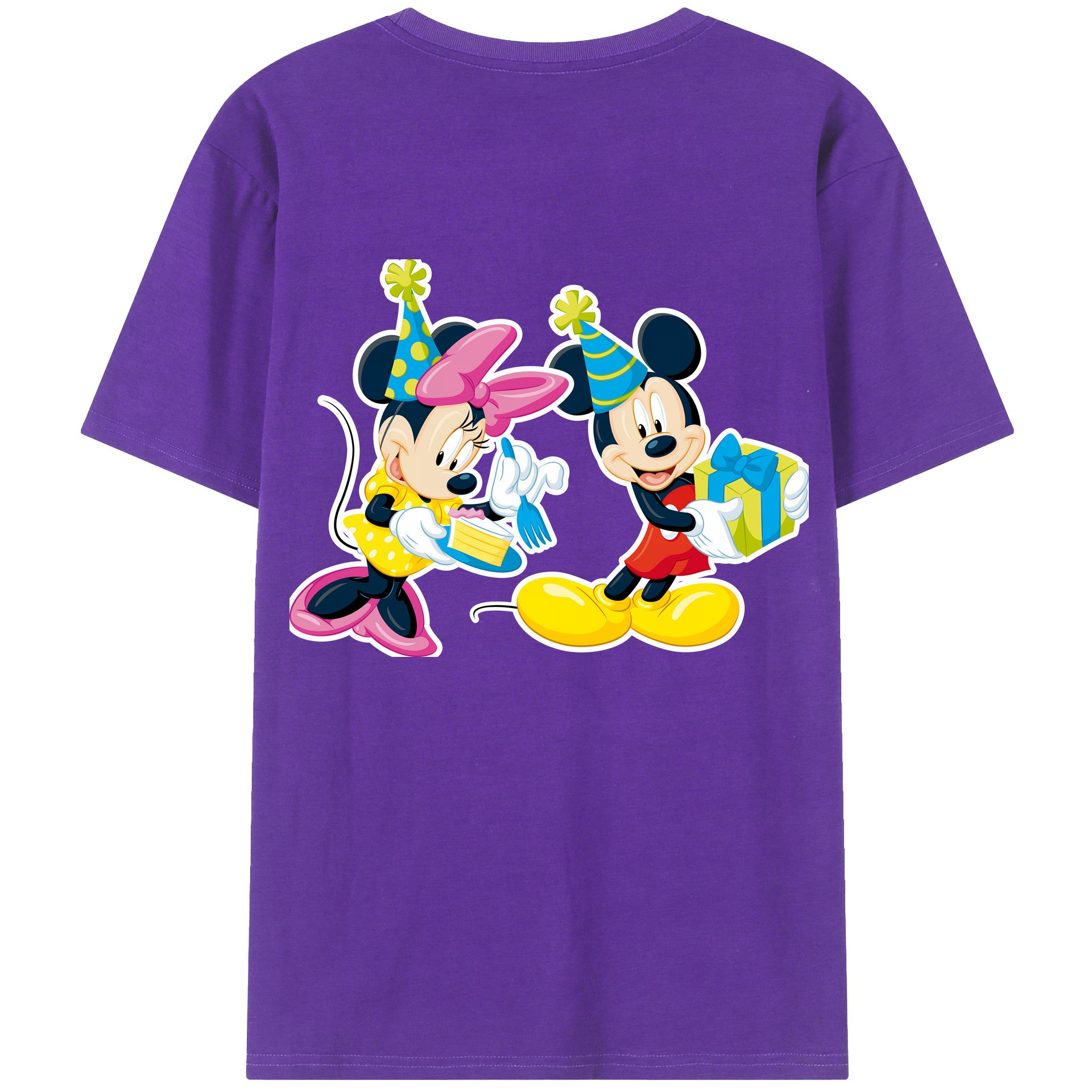 （画像用） ミッキーマウス Mickey Mouse 綿100％ メンズ半袖Tシャツ（バックプリント） 通気性