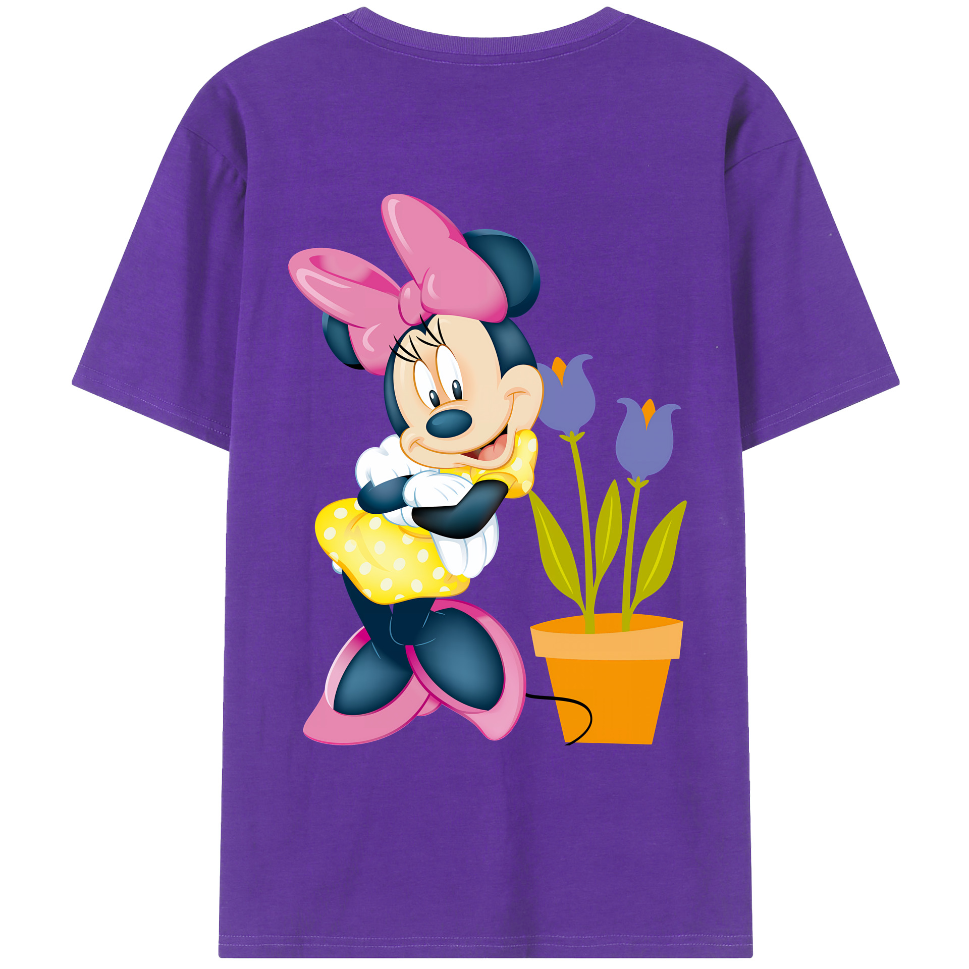 ミッキーマウス Mickey Mouse 綿100％ メンズ半袖Tシャツ（バックプリント） 通気性