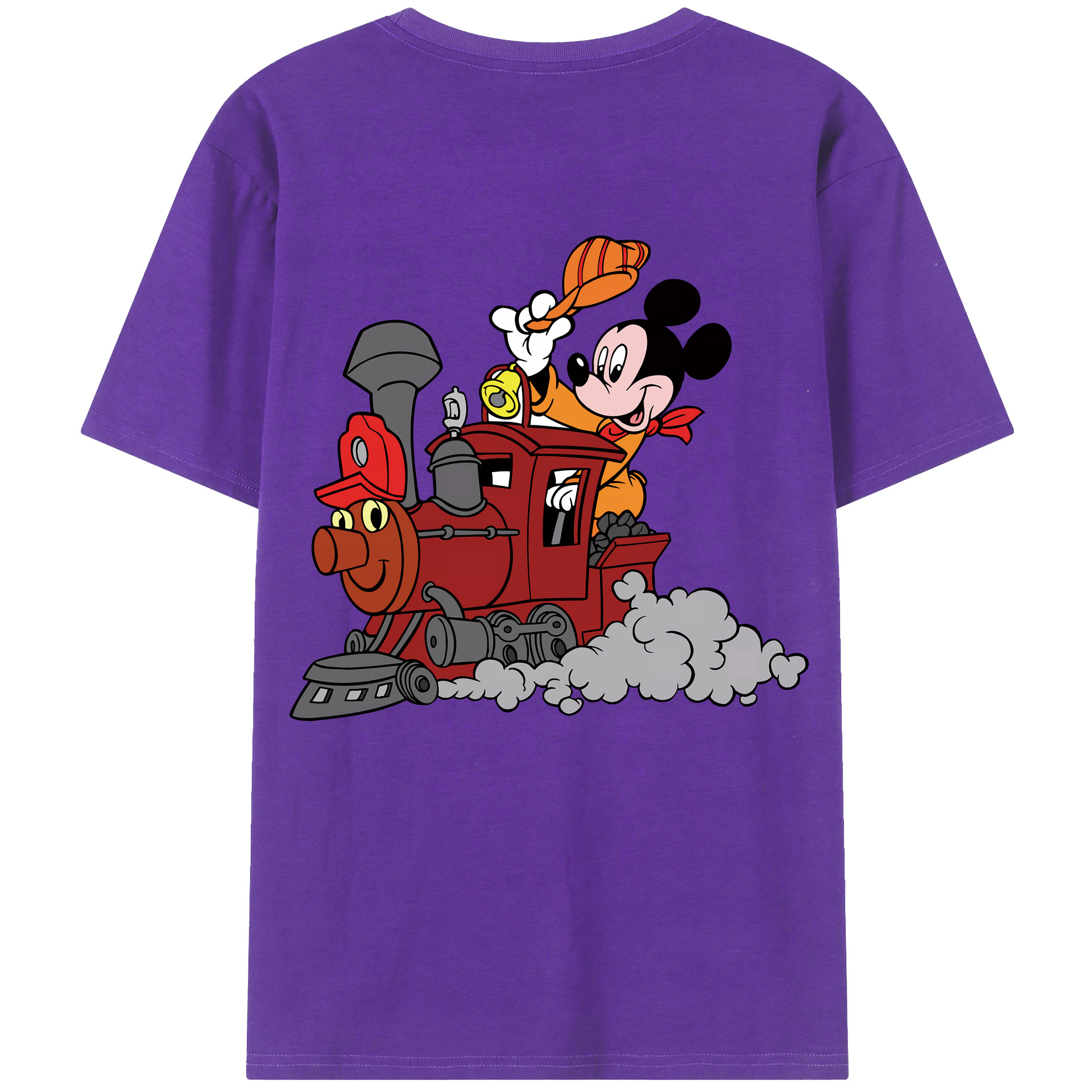 （画像用） ミッキーマウス Mickey Mouse 綿100％ メンズ半袖Tシャツ（バックプリント） 通気性
