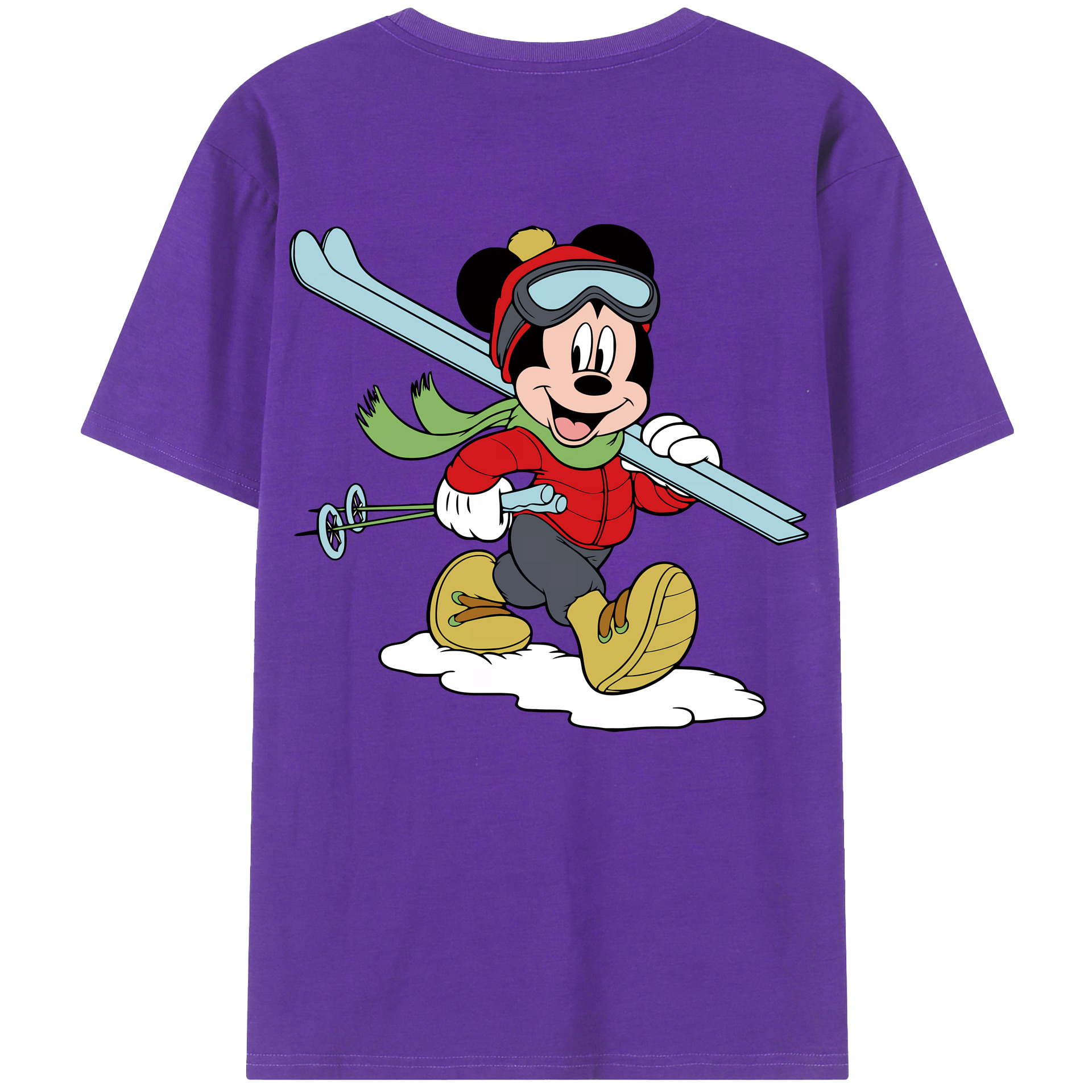 （画像用） ミッキーマウス Mickey Mouse 綿100％ メンズ半袖Tシャツ（バックプリント） 通気性