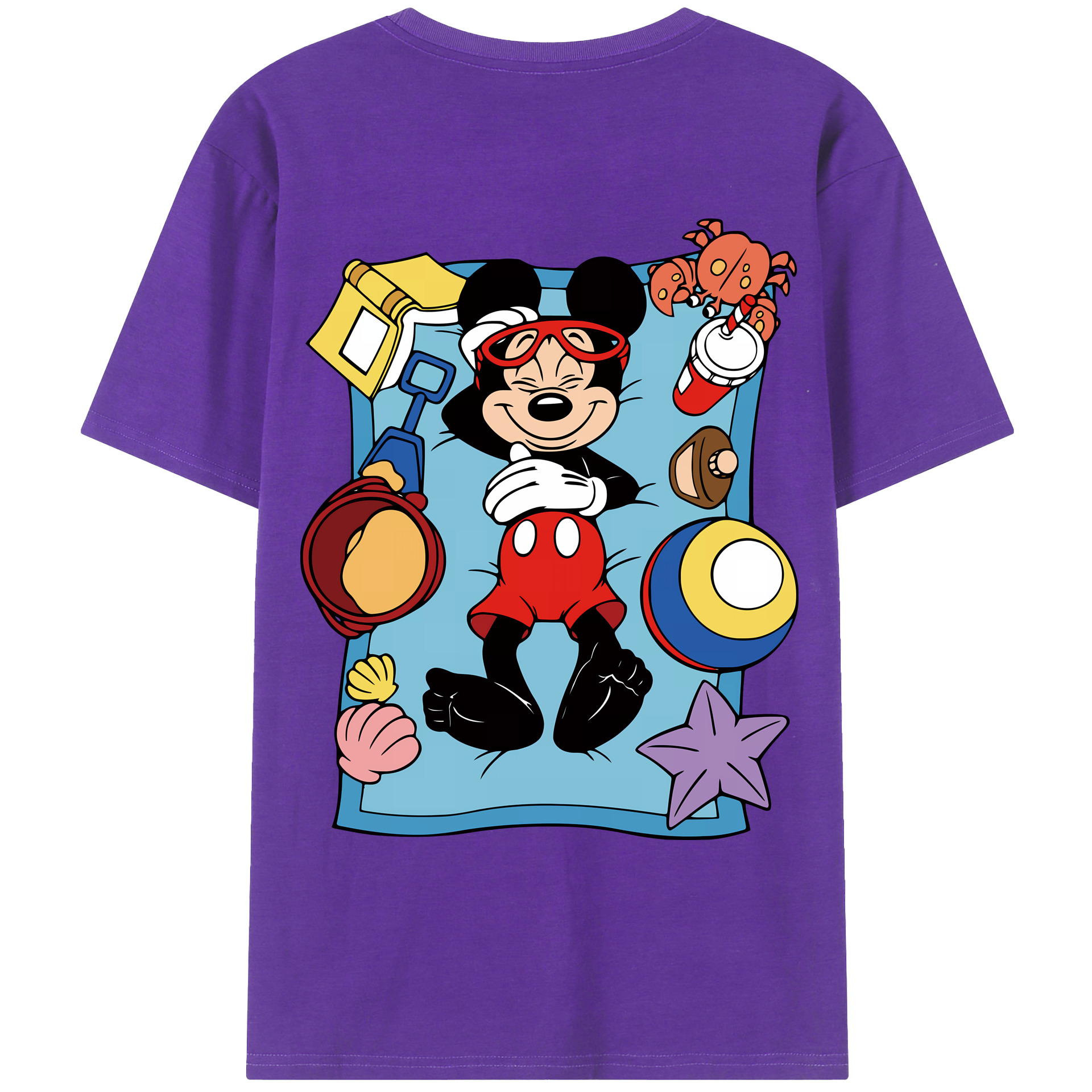 （画像用） ミッキーマウス Mickey Mouse 綿100％ メンズ半袖Tシャツ（バックプリント） 通気性