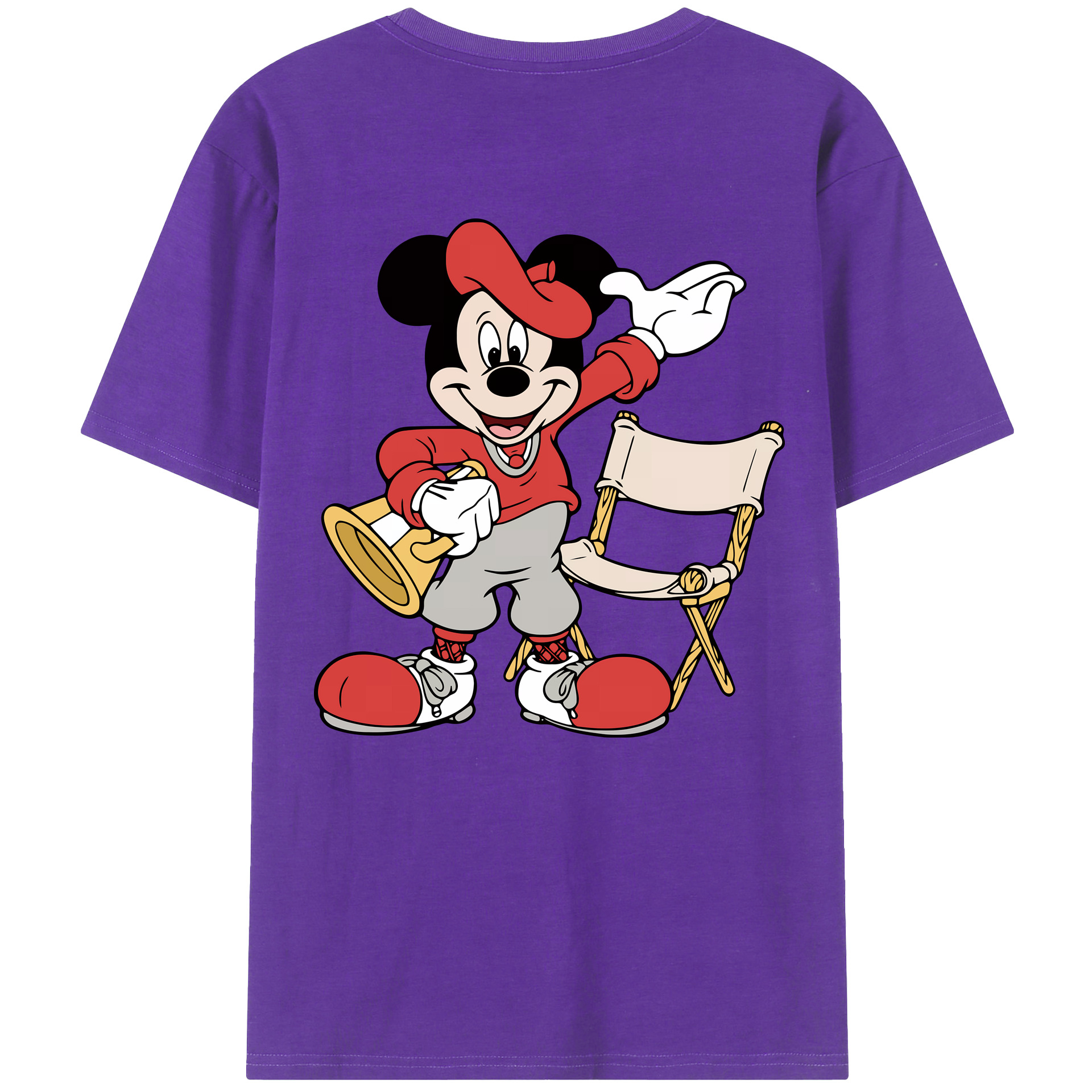 （画像用） ミッキーマウス Mickey Mouse 綿100％ メンズ半袖Tシャツ（バックプリント） 通気性