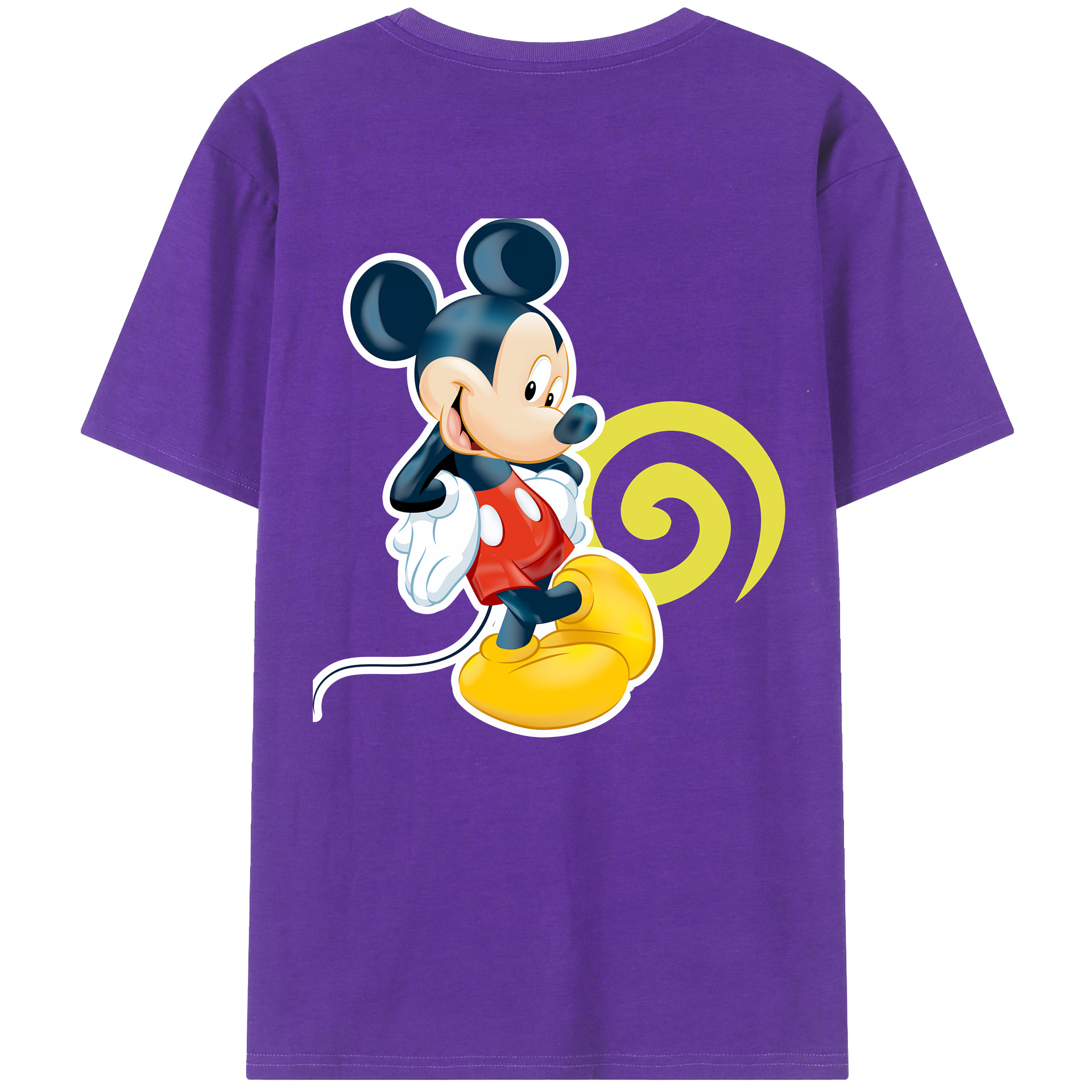 （画像用） ミッキーマウス Mickey Mouse 綿100％ メンズ半袖Tシャツ（バックプリント） 通気性