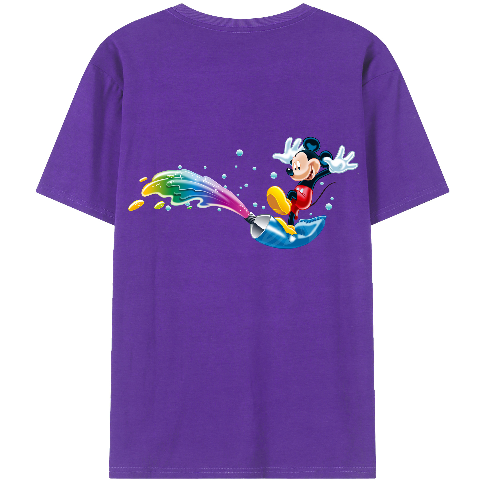 （画像用） ミッキーマウス Mickey Mouse 綿100％ メンズ半袖Tシャツ（バックプリント） 通気性