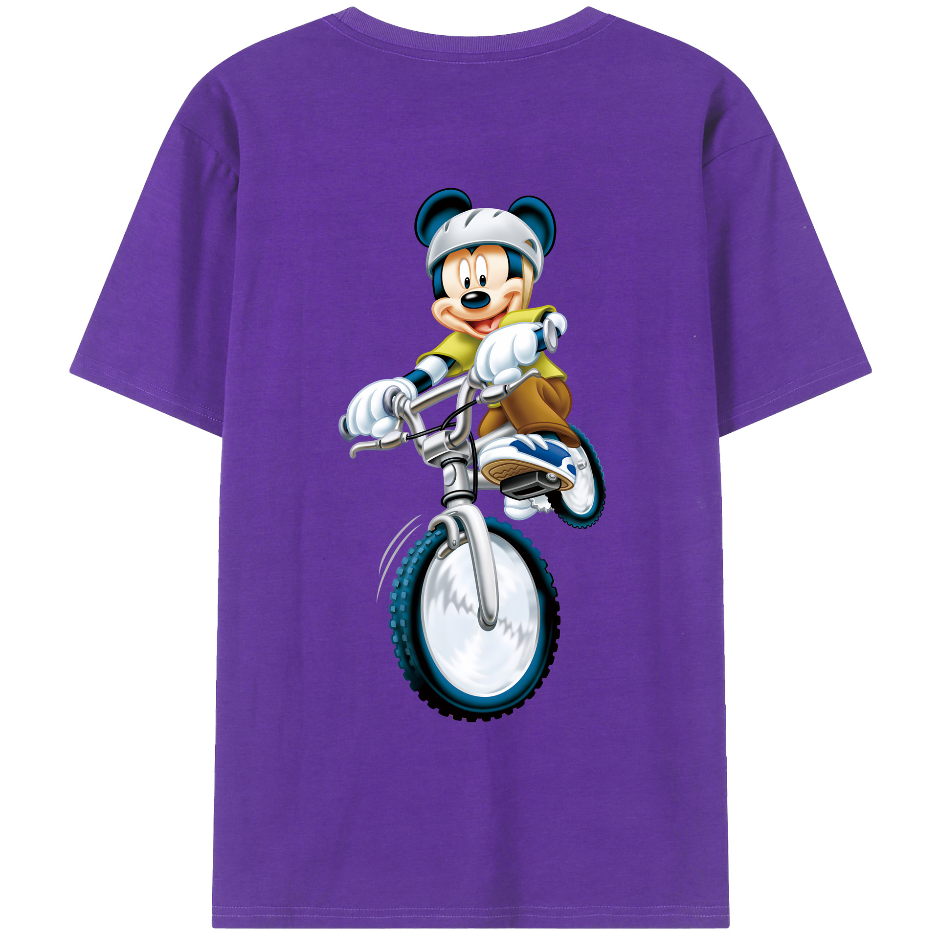 （画像用） ミッキーマウス Mickey Mouse 綿100％ メンズ半袖Tシャツ（バックプリント） 通気性