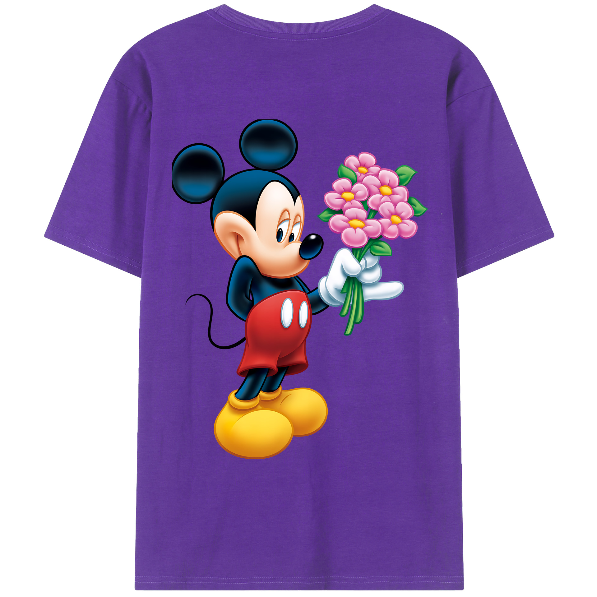 （画像用） ミッキーマウス Mickey Mouse 綿100％ メンズ半袖Tシャツ（バックプリント） 通気性
