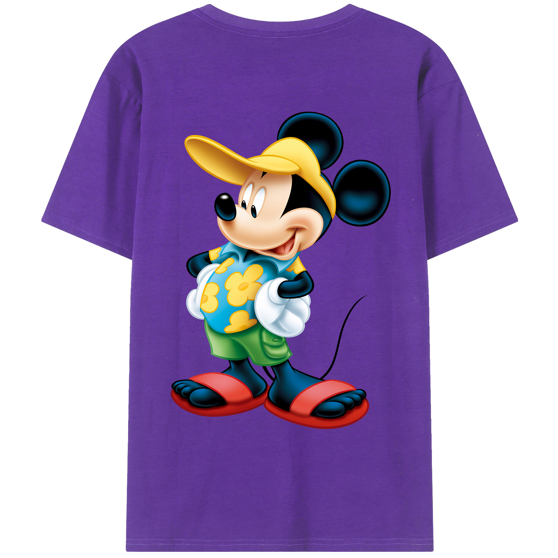 （画像用） ミッキーマウス Mickey Mouse 綿100％ メンズ半袖Tシャツ（バックプリント） 通気性