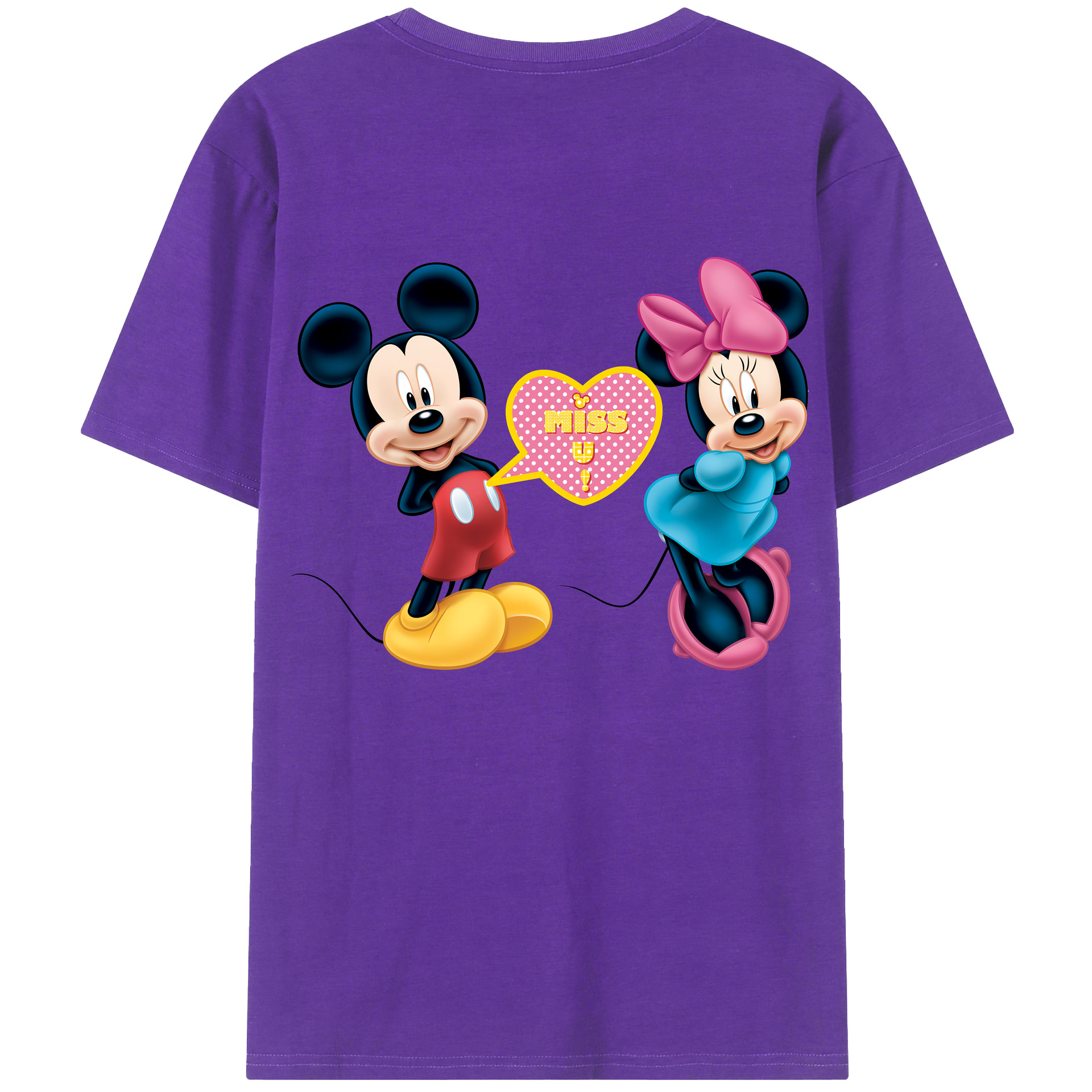 （画像用） ミッキーマウス Mickey Mouse 綿100％ メンズ半袖Tシャツ（バックプリント） 通気性
