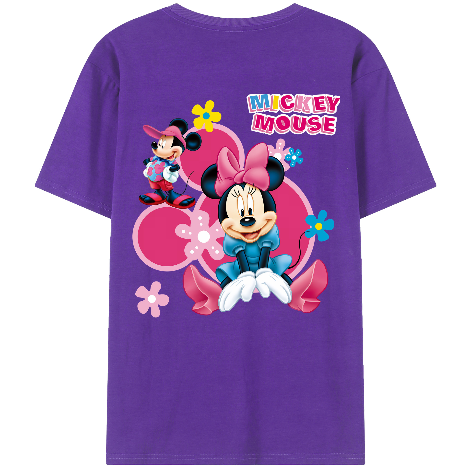 （画像用） ミッキーマウス Mickey Mouse 綿100％ メンズ半袖Tシャツ（バックプリント） 通気性