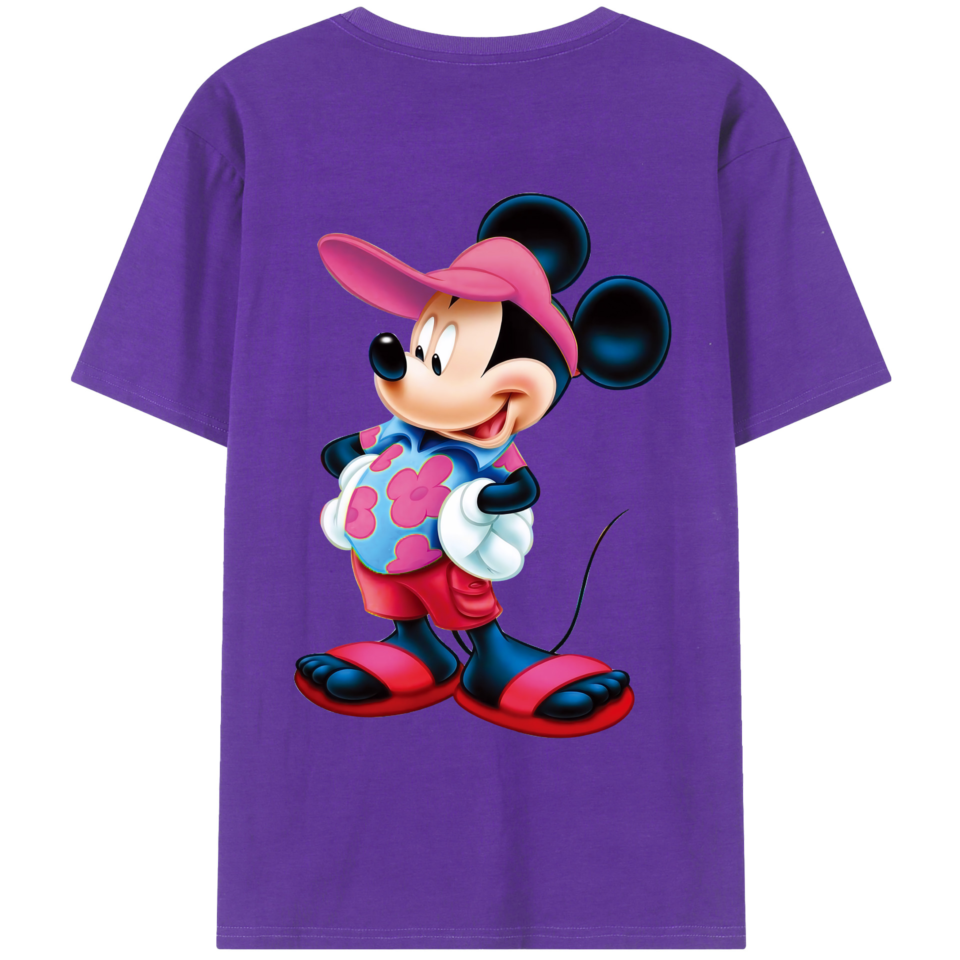 （画像用） ミッキーマウス Mickey Mouse 綿100％ メンズ半袖Tシャツ（バックプリント） 通気性
