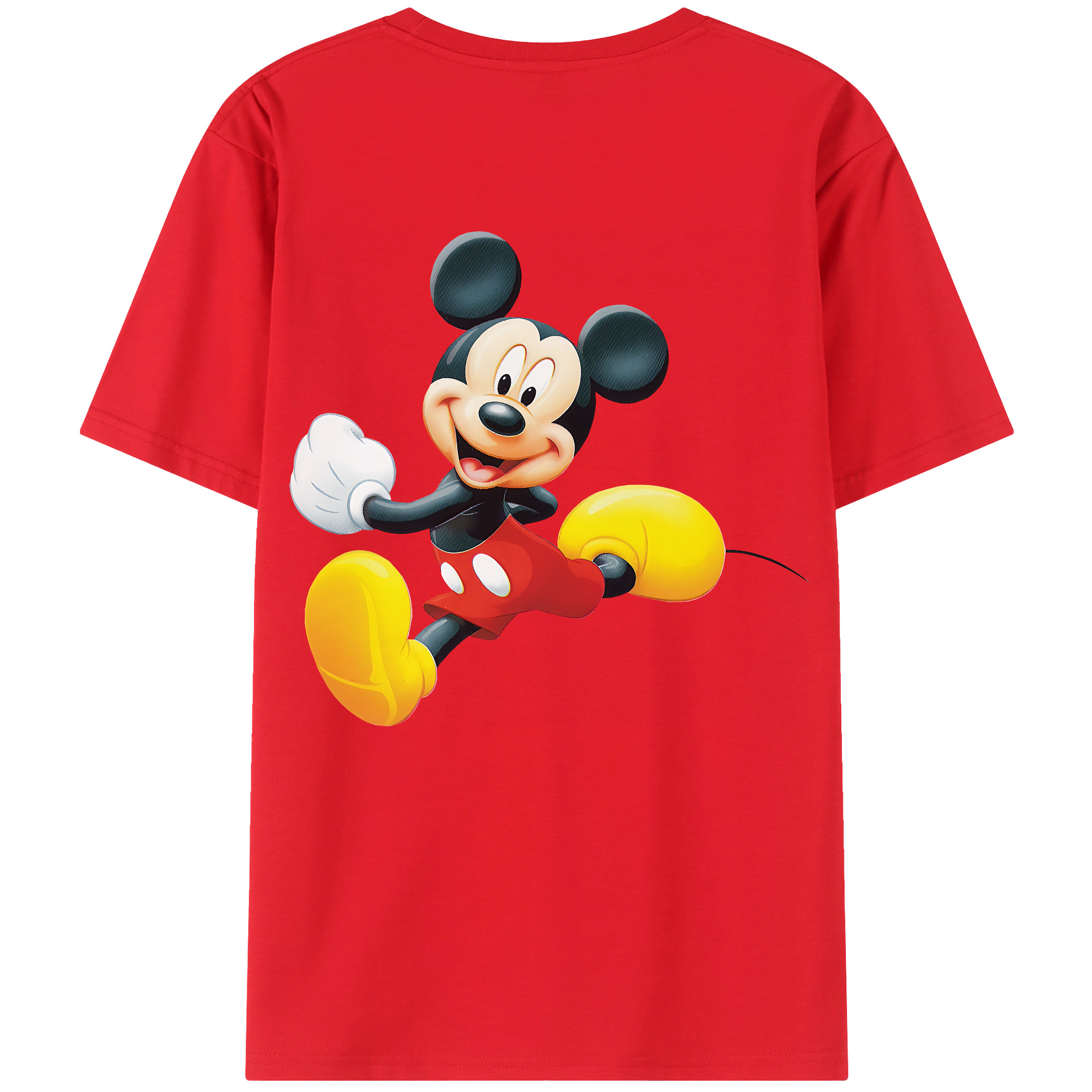 （画像用） ミッキーマウス Mickey Mouse 綿100％ メンズ半袖Tシャツ（バックプリント） 通気性