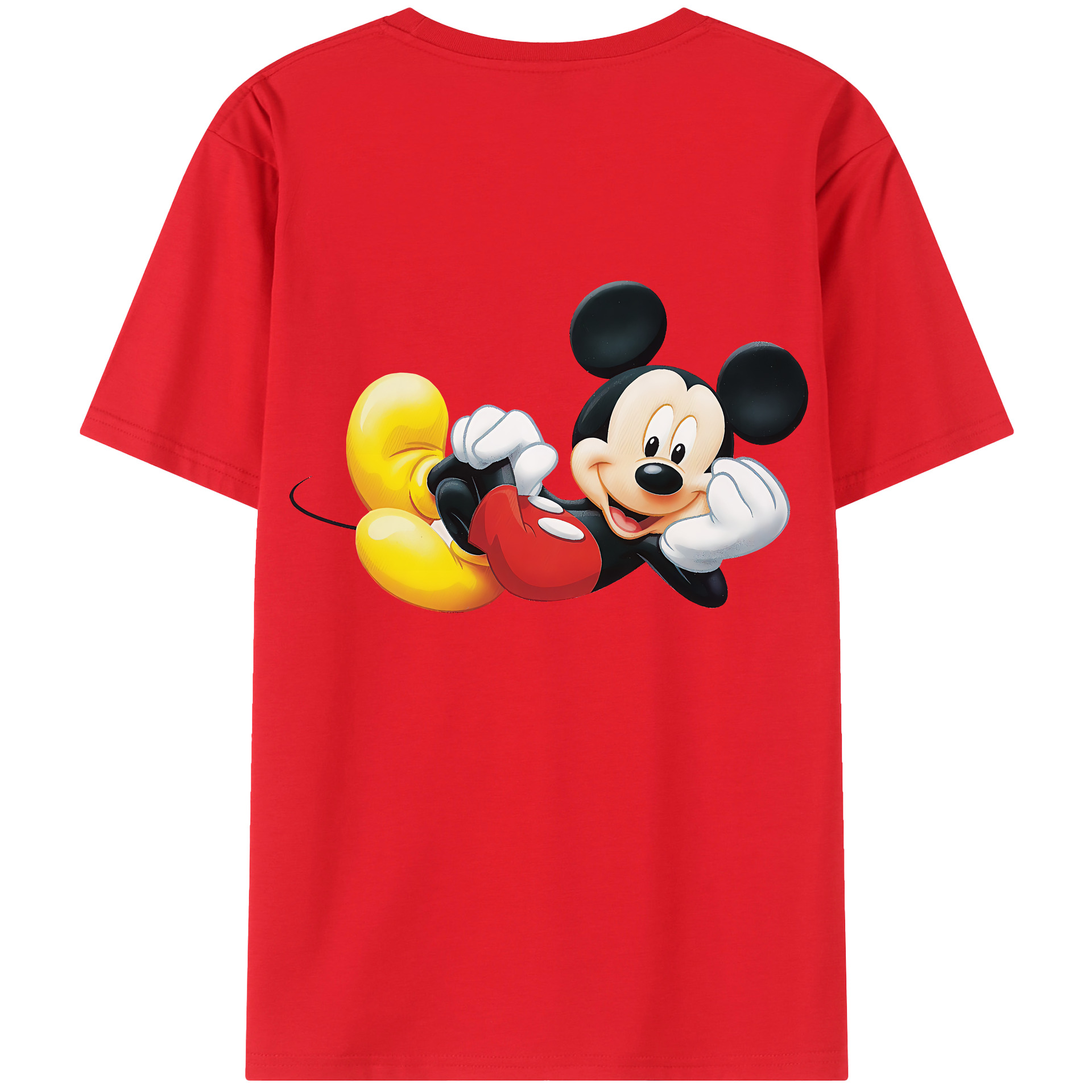 （画像用） ミッキーマウス Mickey Mouse 綿100％ メンズ半袖Tシャツ（バックプリント） 通気性