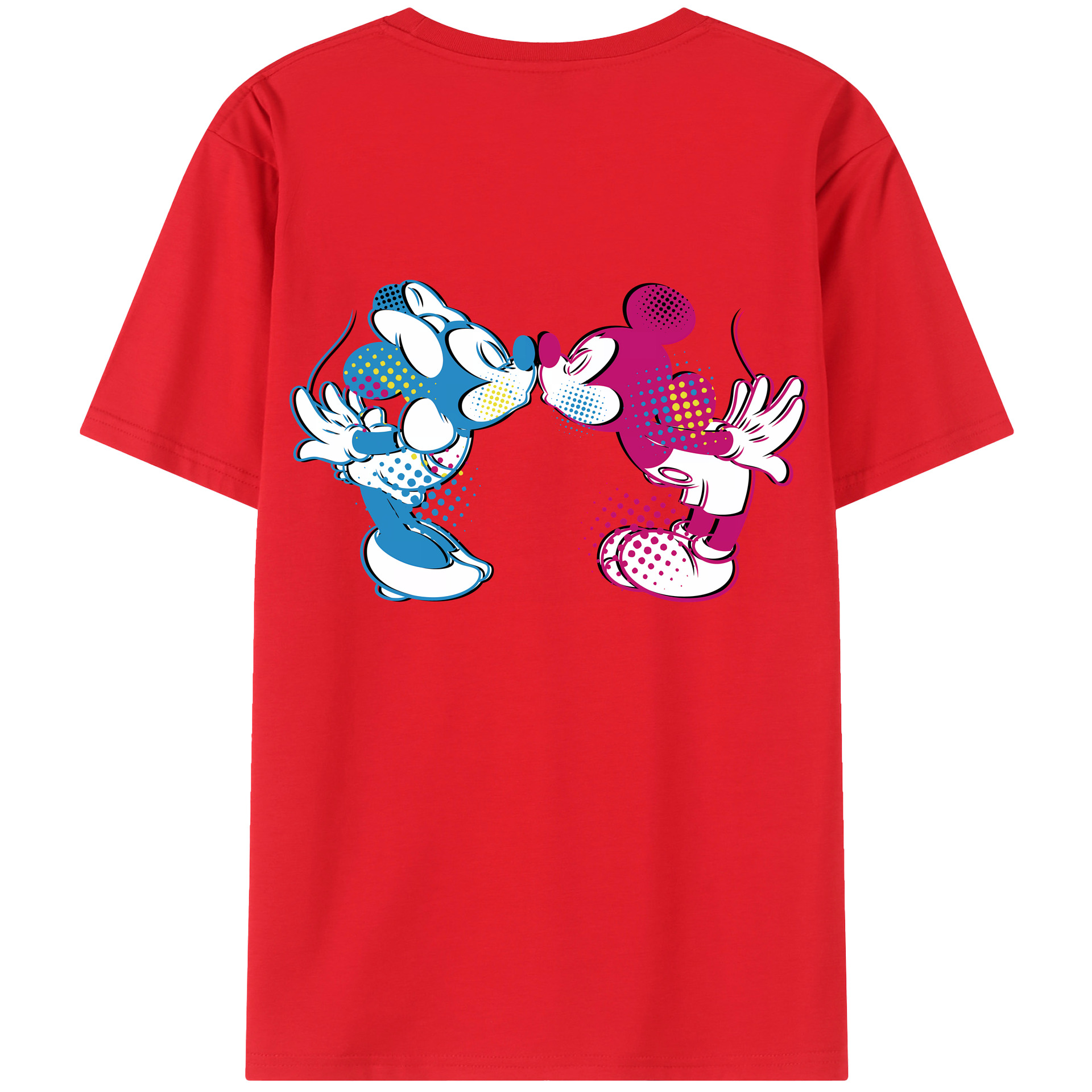 （画像用） ミッキーマウス Mickey Mouse 綿100％ メンズ半袖Tシャツ（バックプリント） 通気性
