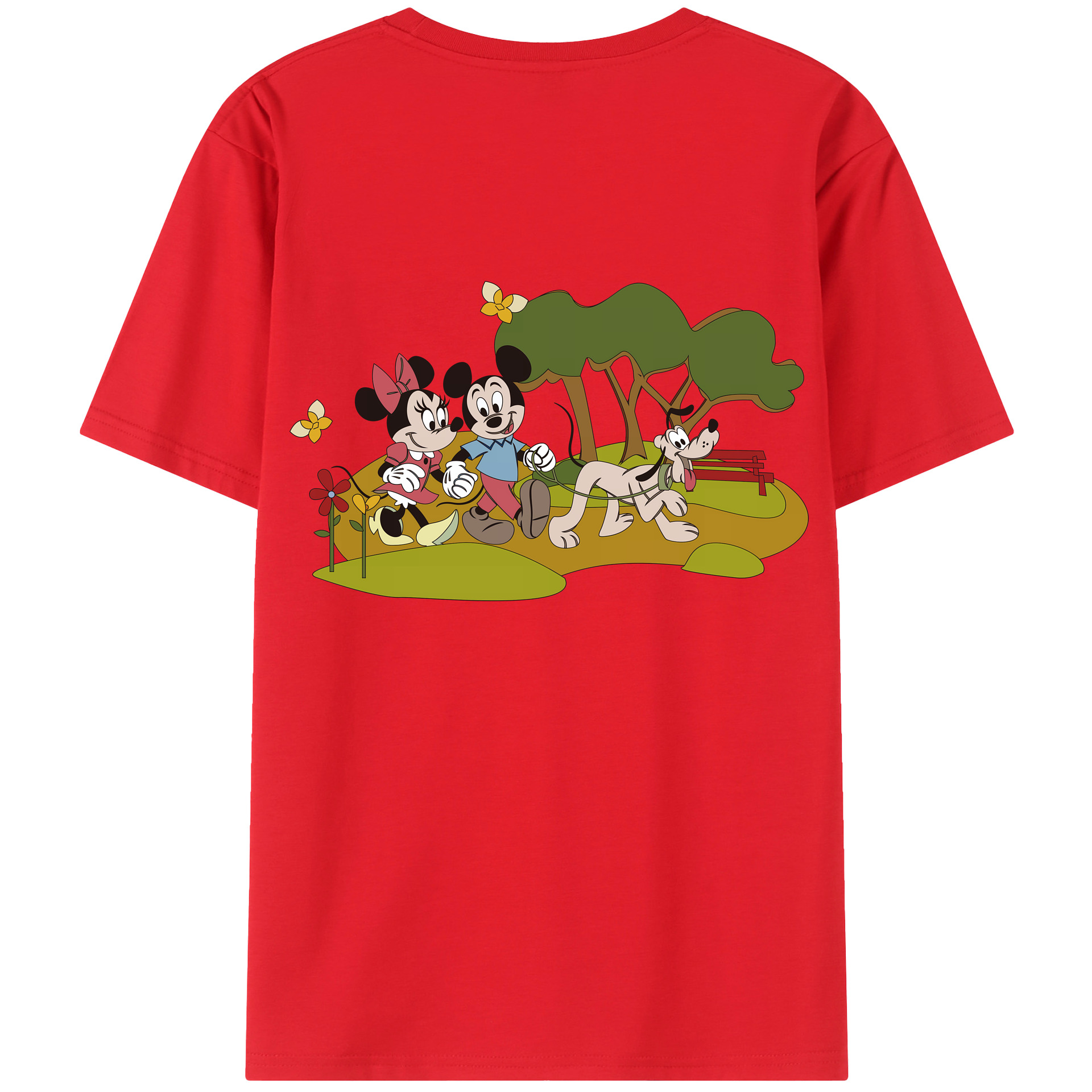 （画像用） ミッキーマウス Mickey Mouse 綿100％ メンズ半袖Tシャツ（バックプリント） 通気性
