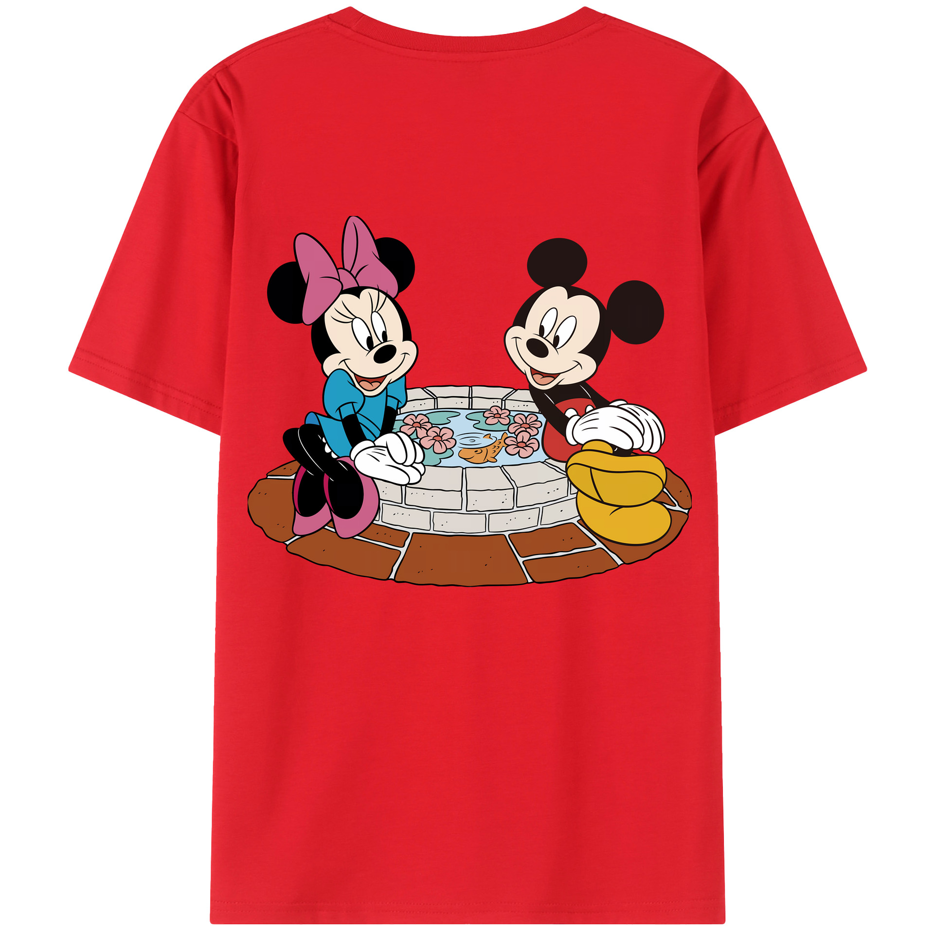 （画像用） ミッキーマウス Mickey Mouse 綿100％ メンズ半袖Tシャツ（バックプリント） 通気性