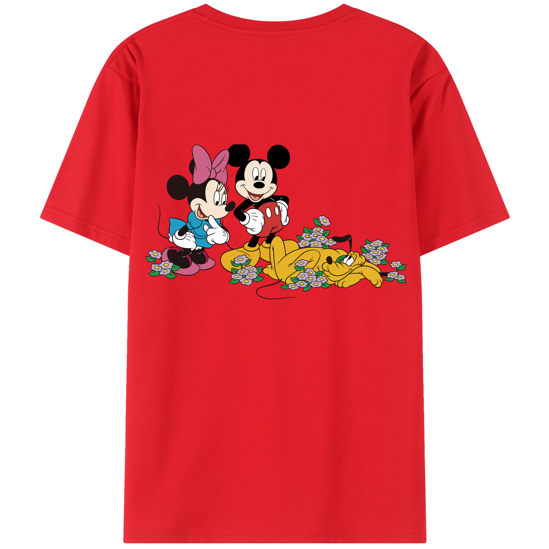 （画像用） ミッキーマウス Mickey Mouse 綿100％ メンズ半袖Tシャツ（バックプリント） 通気性