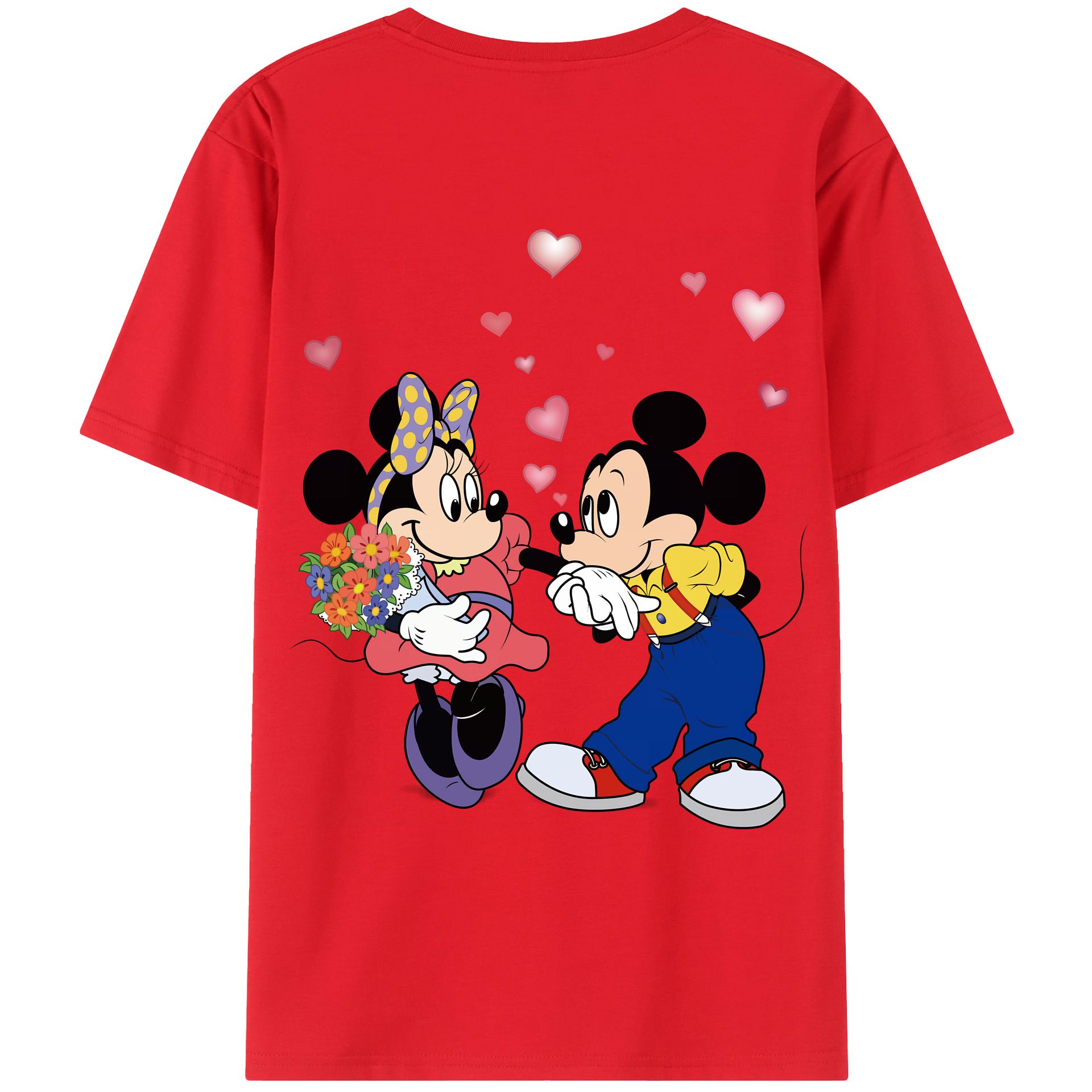（画像用） ミッキーマウス Mickey Mouse 綿100％ メンズ半袖Tシャツ（バックプリント） 通気性