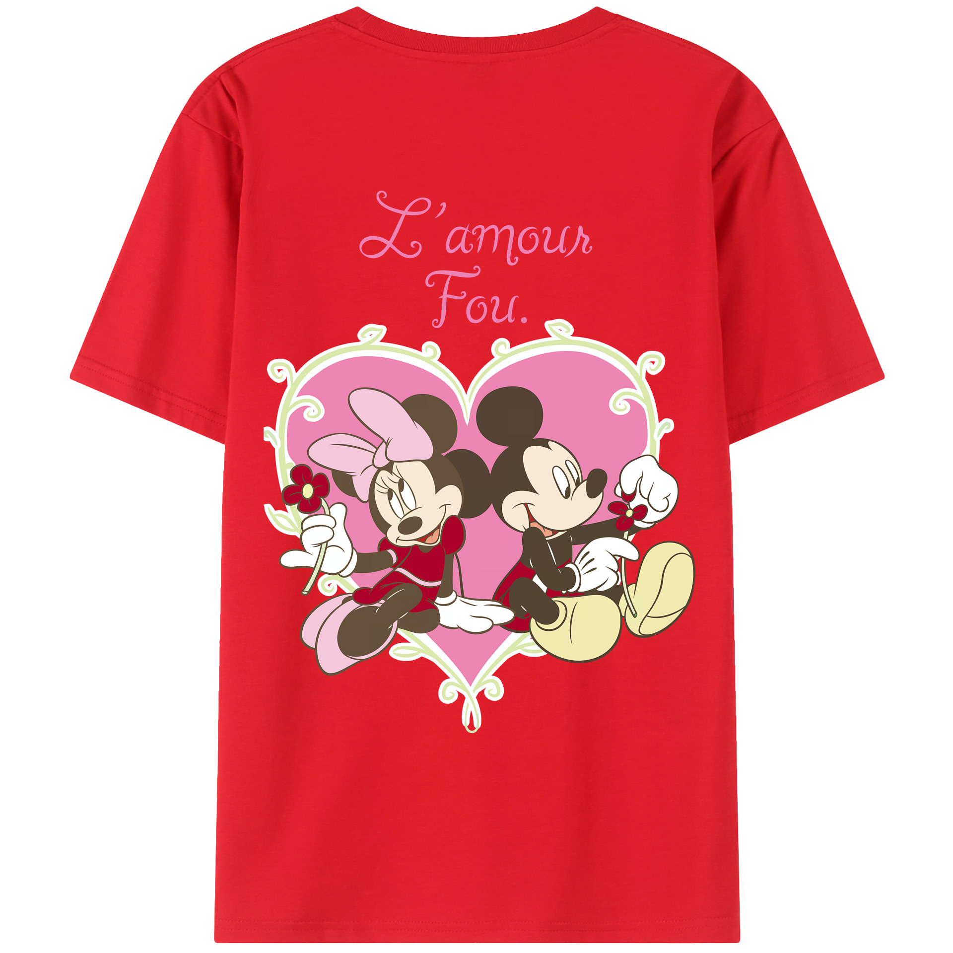 （画像用） ミッキーマウス Mickey Mouse 綿100％ メンズ半袖Tシャツ（バックプリント） 通気性