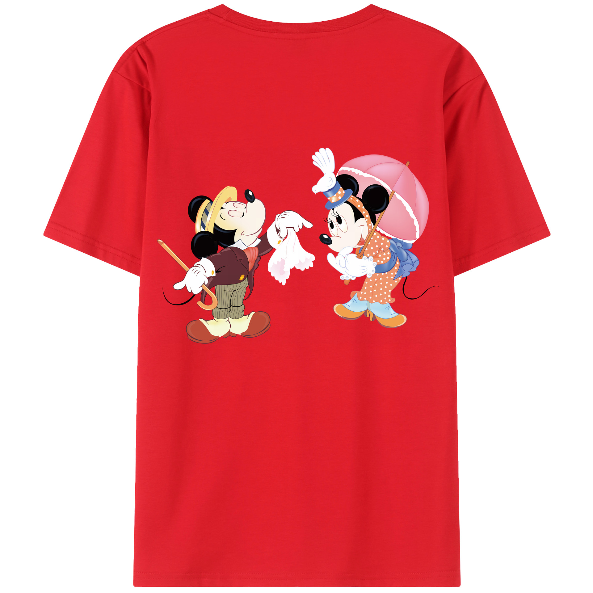 （画像用） ミッキーマウス Mickey Mouse 綿100％ メンズ半袖Tシャツ（バックプリント） 通気性