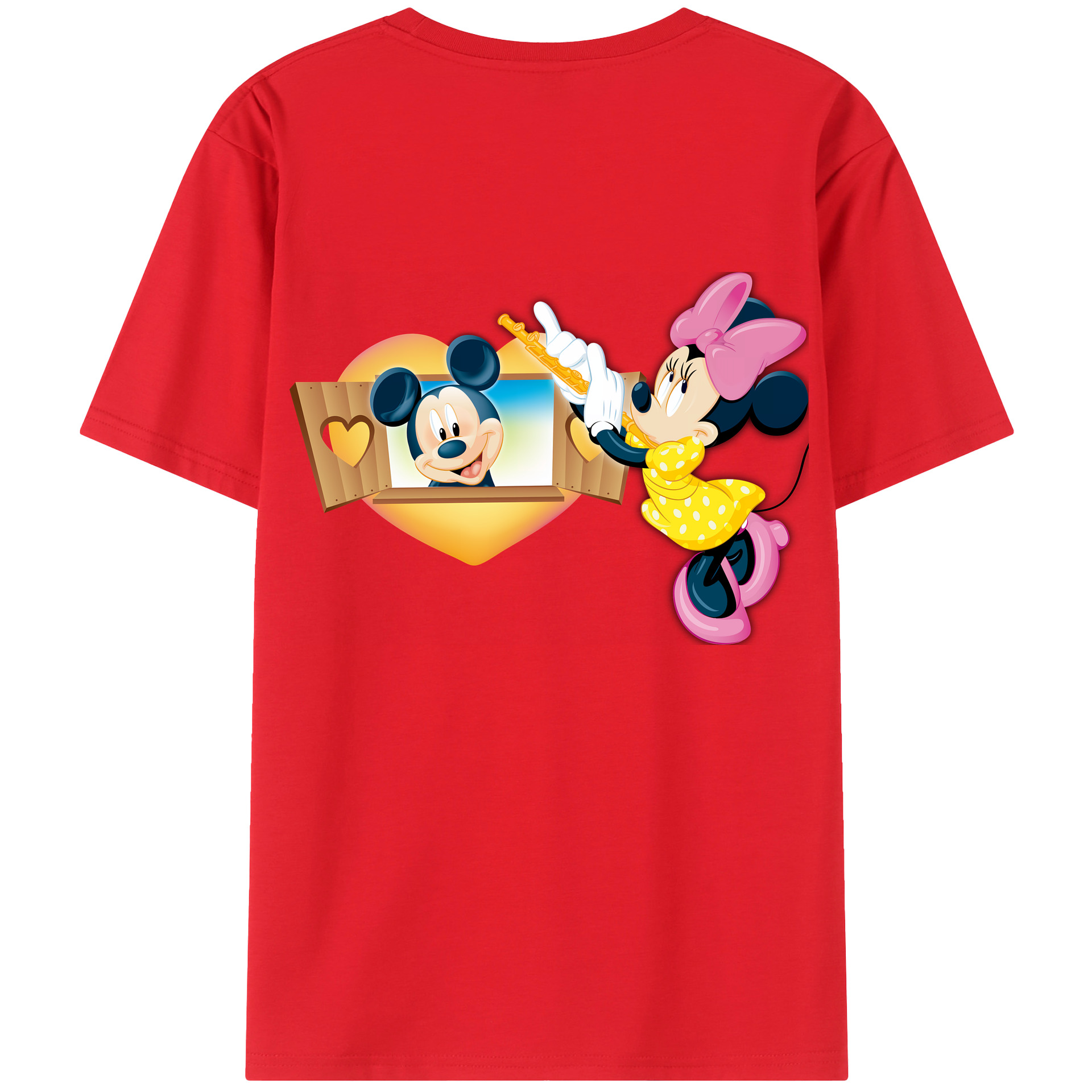 （画像用） ミッキーマウス Mickey Mouse 綿100％ メンズ半袖Tシャツ（バックプリント） 通気性