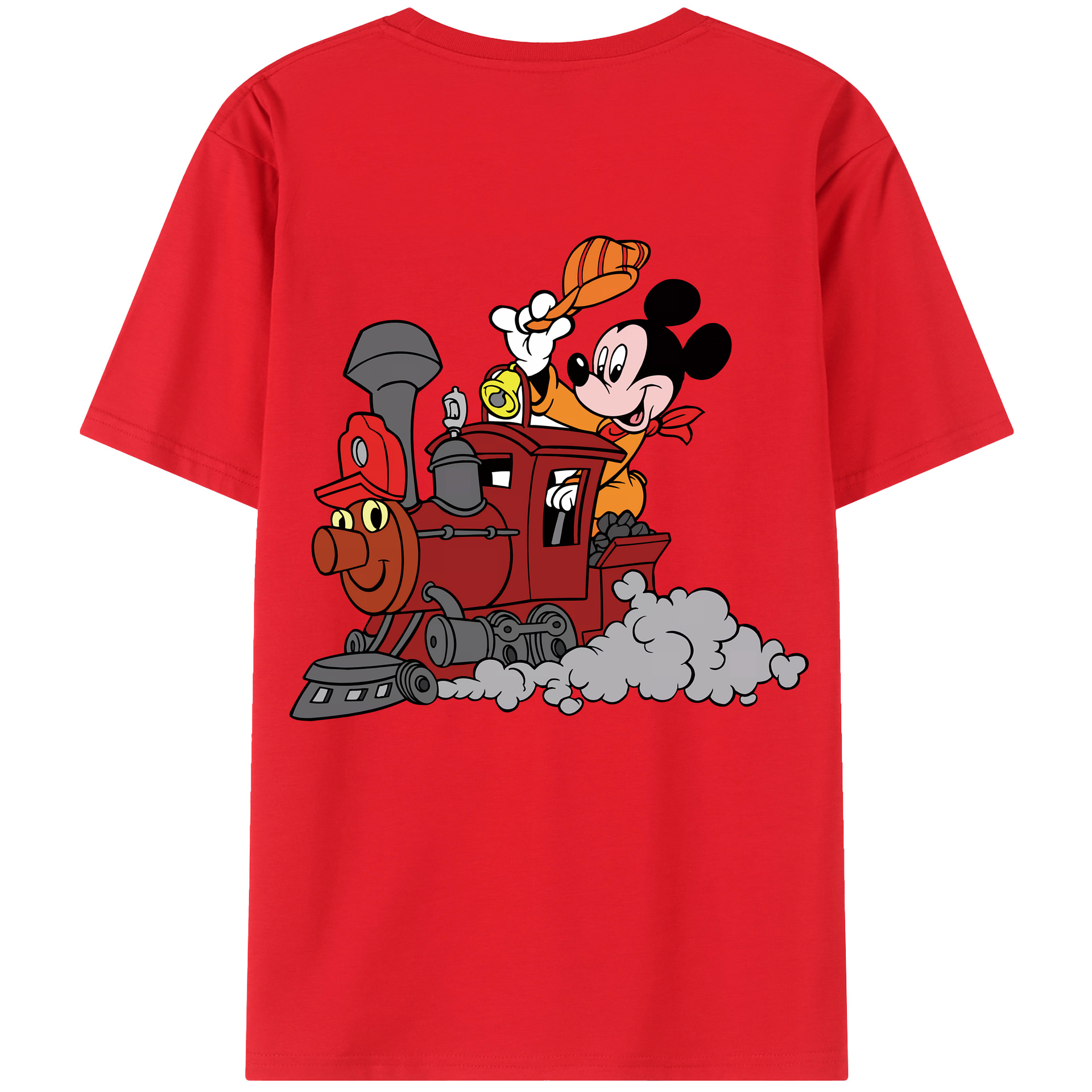 （画像用） ミッキーマウス Mickey Mouse 綿100％ メンズ半袖Tシャツ（バックプリント） 通気性