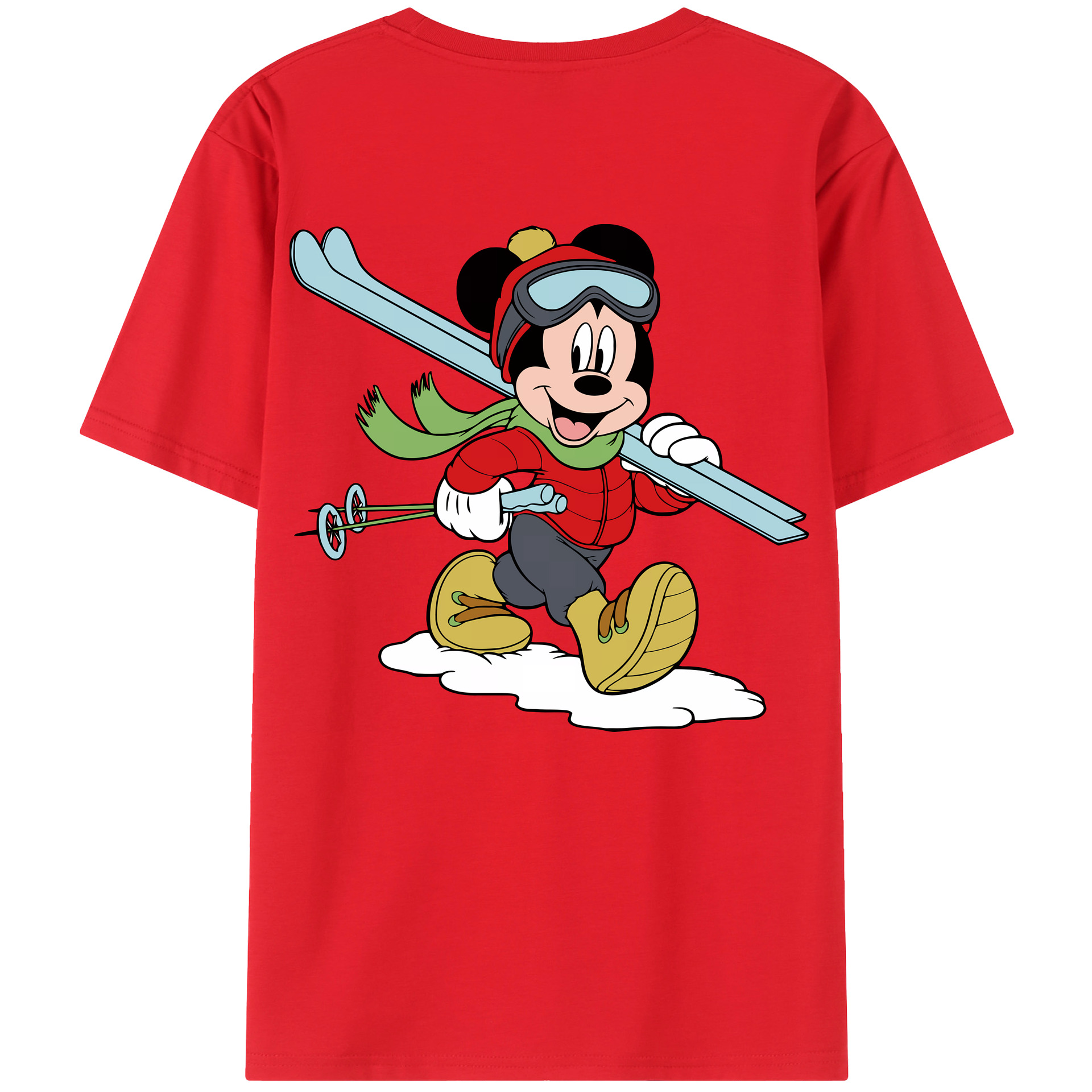 （画像用） ミッキーマウス Mickey Mouse 綿100％ メンズ半袖Tシャツ（バックプリント） 通気性