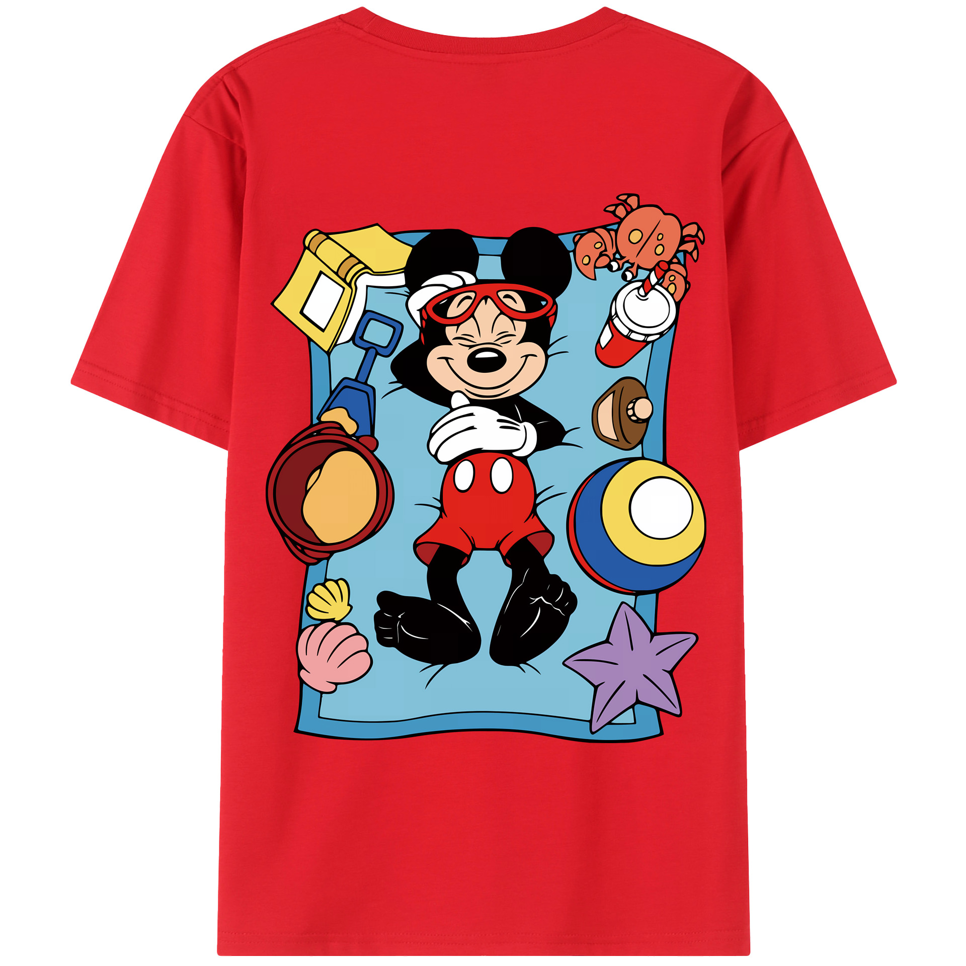 （画像用） ミッキーマウス Mickey Mouse 綿100％ メンズ半袖Tシャツ（バックプリント） 通気性