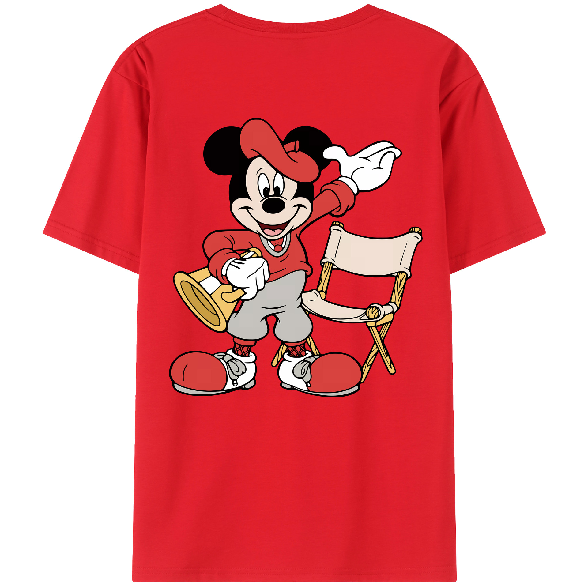 （画像用） ミッキーマウス Mickey Mouse 綿100％ メンズ半袖Tシャツ（バックプリント） 通気性