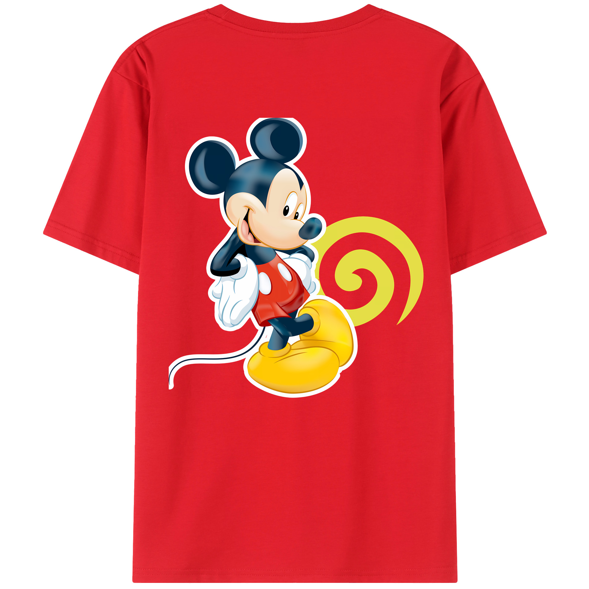 （画像用） ミッキーマウス Mickey Mouse 綿100％ メンズ半袖Tシャツ（バックプリント） 通気性
