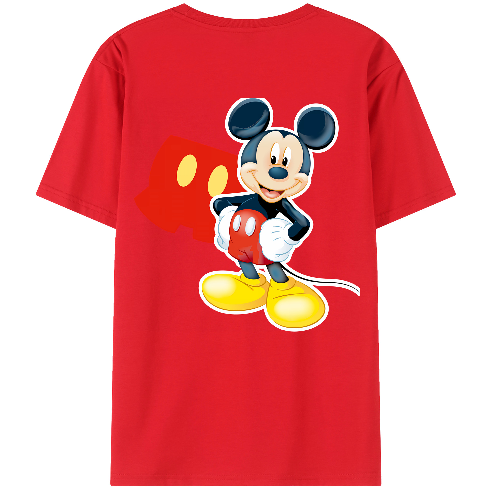 （画像用） ミッキーマウス Mickey Mouse 綿100％ メンズ半袖Tシャツ（バックプリント） 通気性
