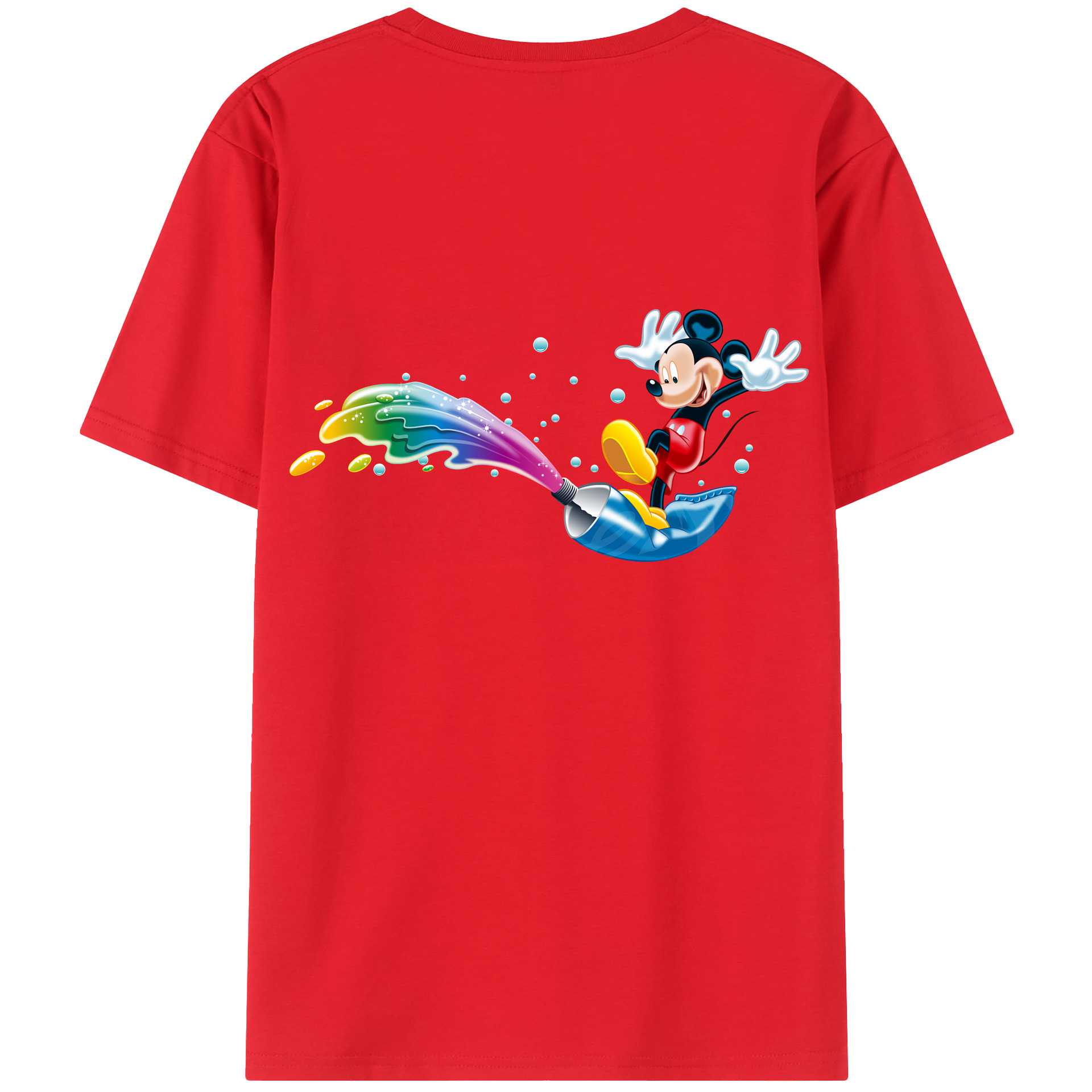 （画像用） ミッキーマウス Mickey Mouse 綿100％ メンズ半袖Tシャツ（バックプリント） 通気性