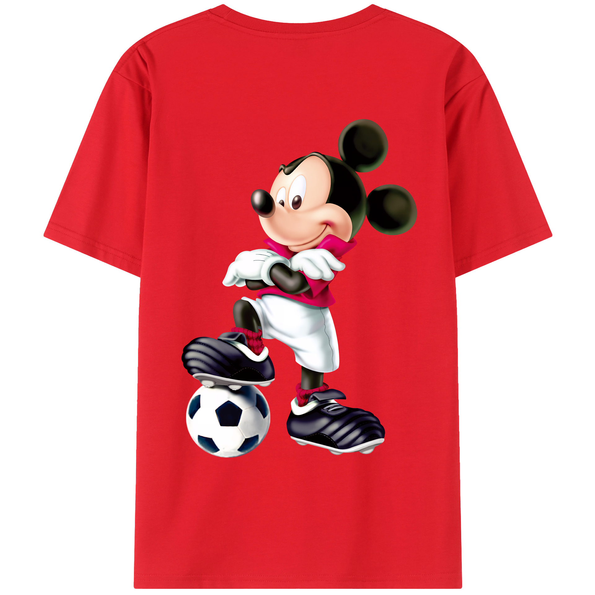 （画像用） ミッキーマウス Mickey Mouse 綿100％ メンズ半袖Tシャツ（バックプリント） 通気性