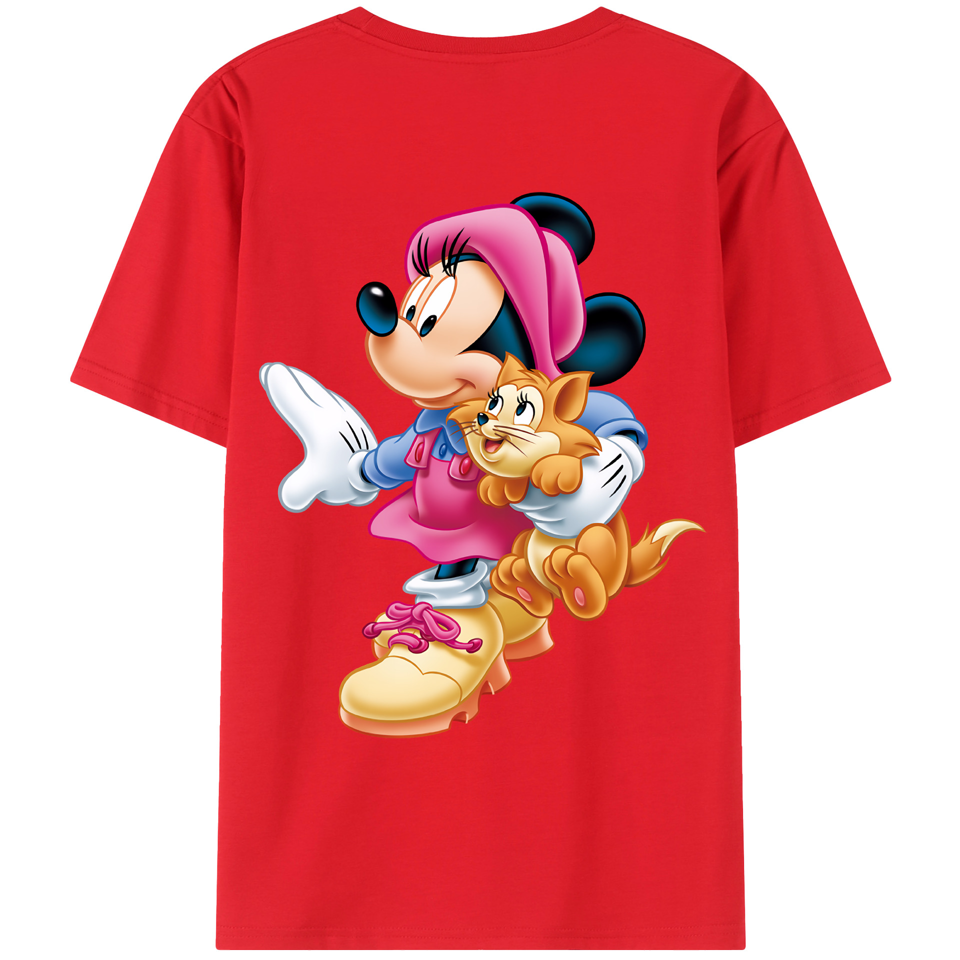 （画像用） ミッキーマウス Mickey Mouse 綿100％ メンズ半袖Tシャツ（バックプリント） 通気性