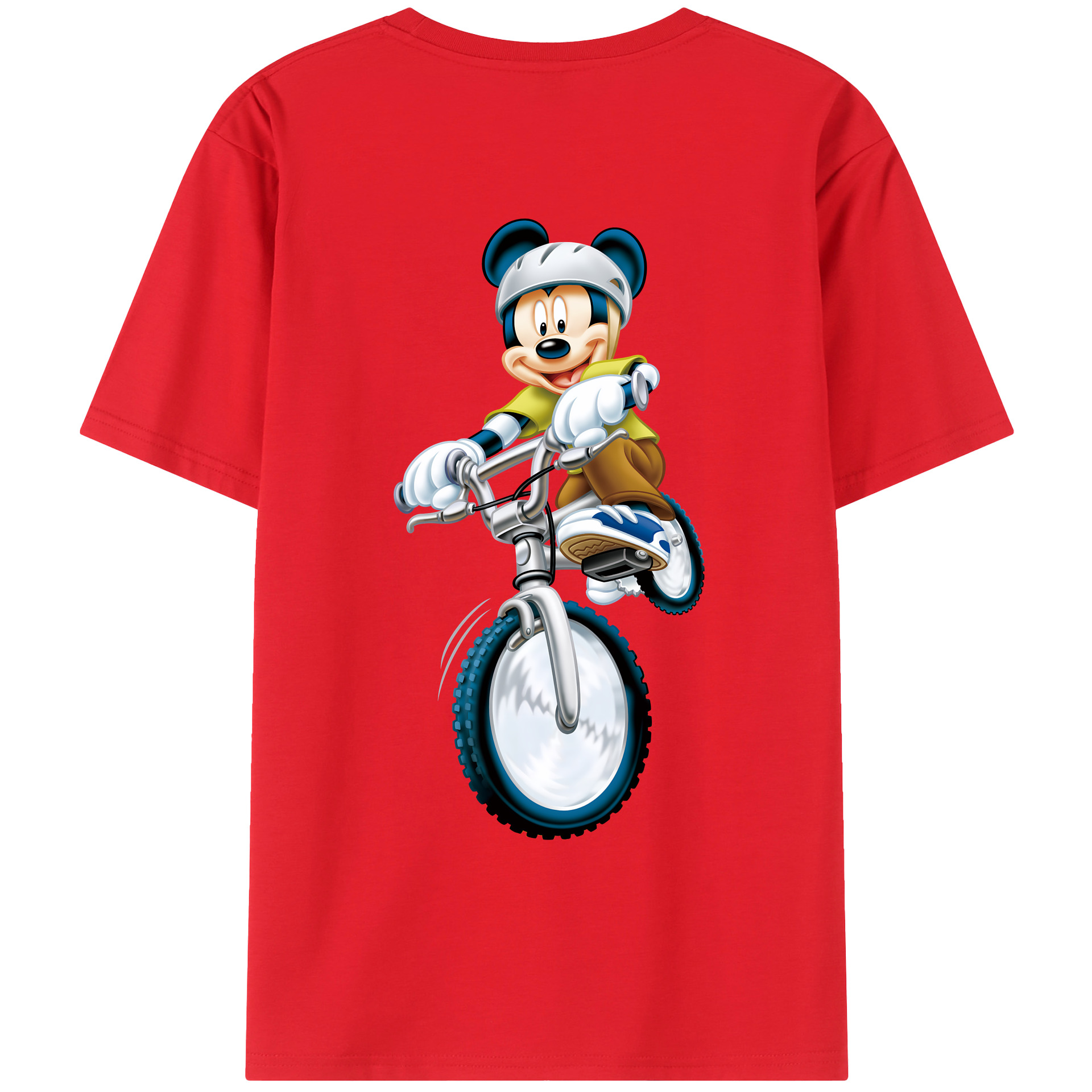 （画像用） ミッキーマウス Mickey Mouse 綿100％ メンズ半袖Tシャツ（バックプリント） 通気性