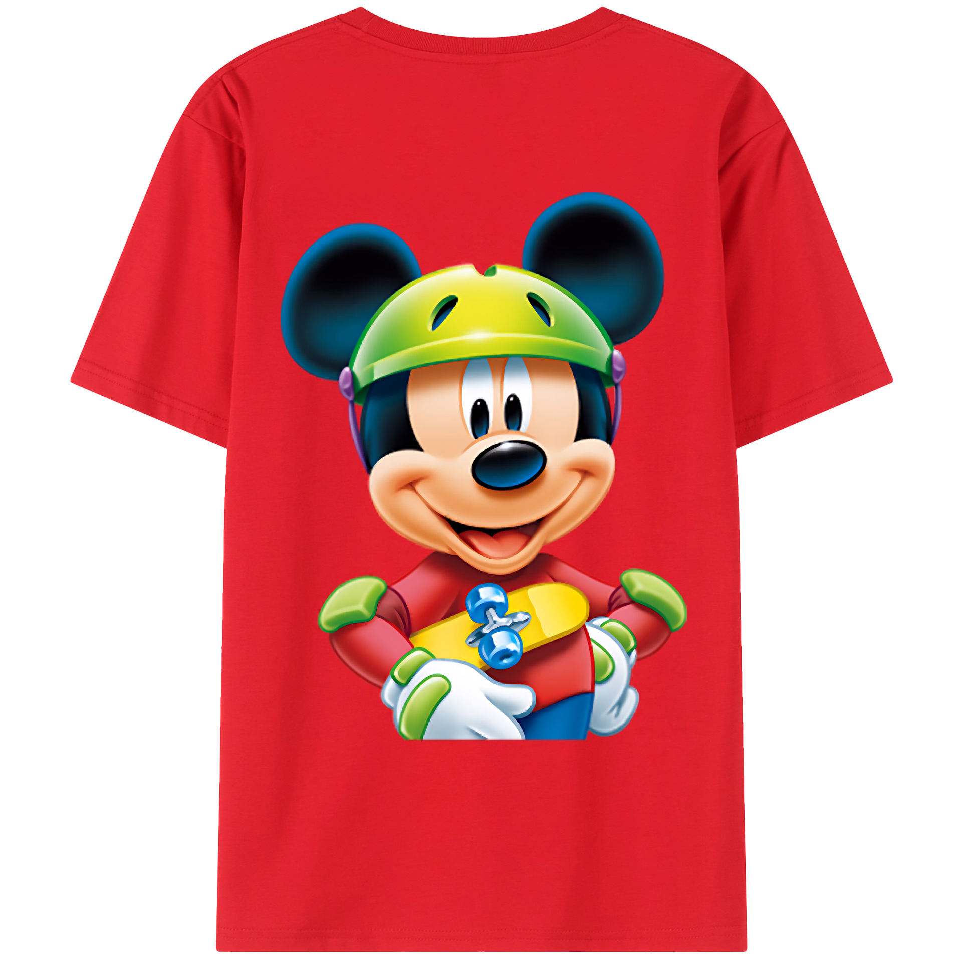 （画像用） ミッキーマウス Mickey Mouse 綿100％ メンズ半袖Tシャツ（バックプリント） 通気性