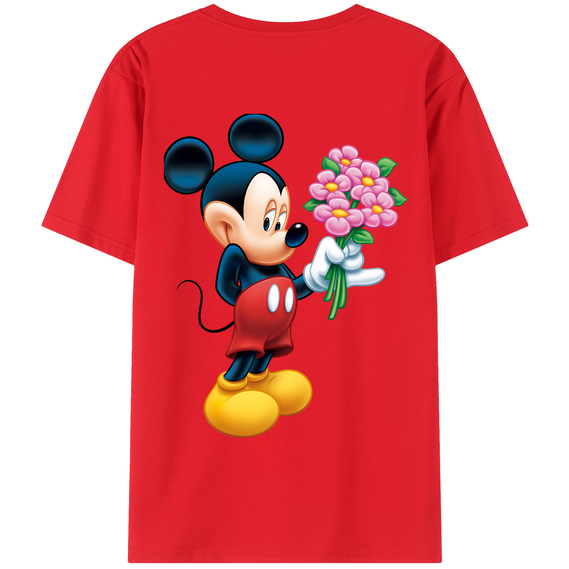 （画像用） ミッキーマウス Mickey Mouse 綿100％ メンズ半袖Tシャツ（バックプリント） 通気性