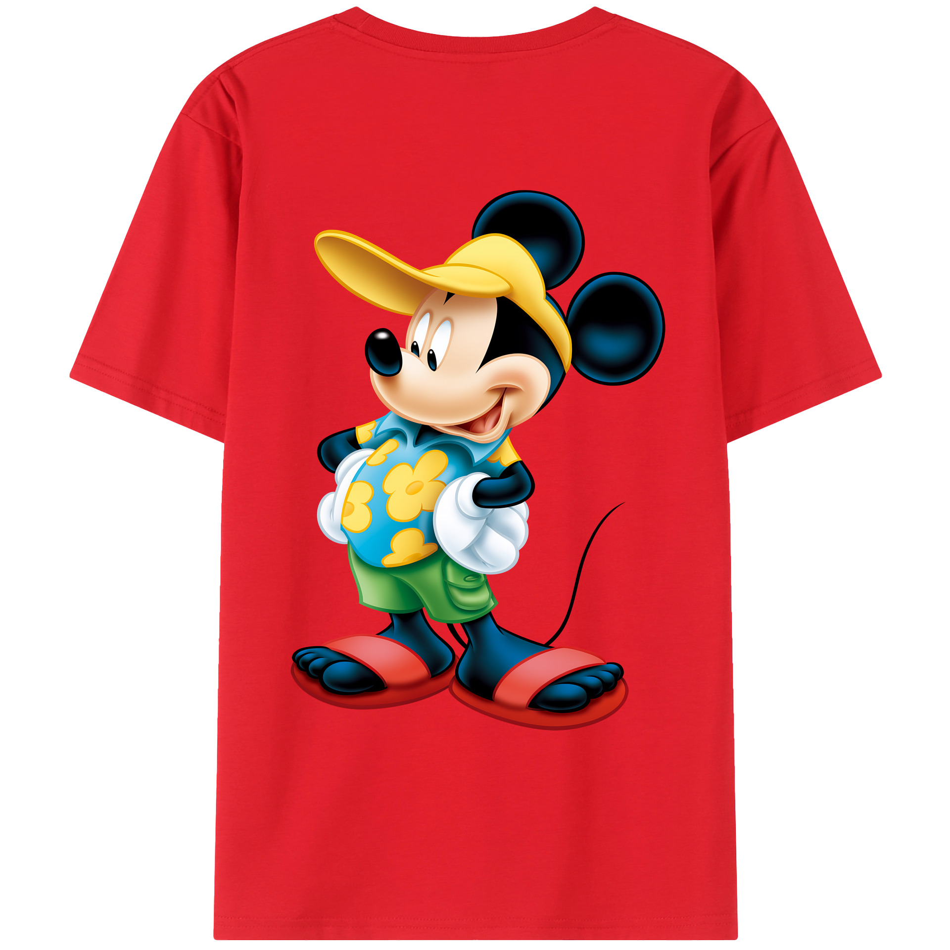 （画像用） ミッキーマウス Mickey Mouse 綿100％ メンズ半袖Tシャツ（バックプリント） 通気性