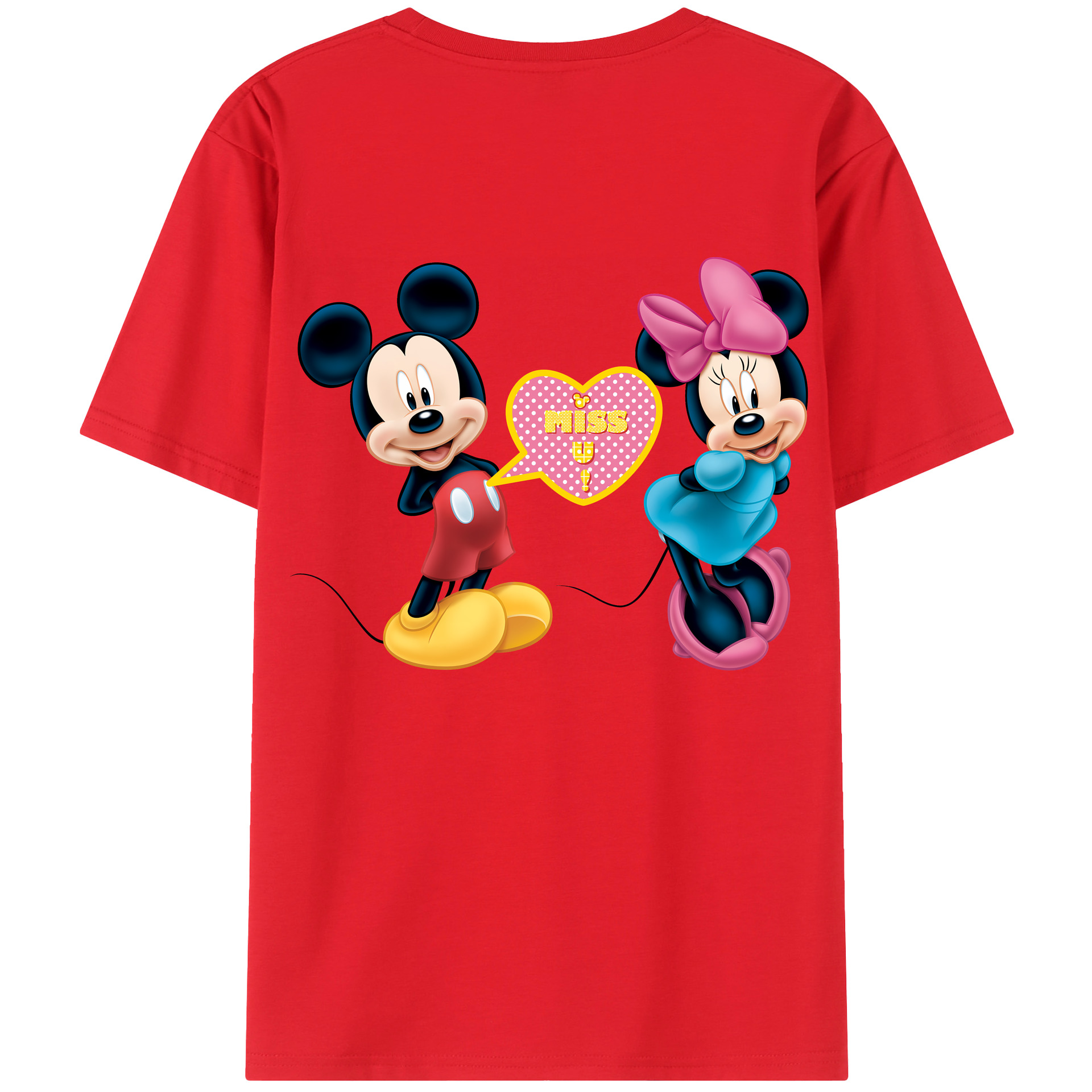（画像用） ミッキーマウス Mickey Mouse 綿100％ メンズ半袖Tシャツ（バックプリント） 通気性