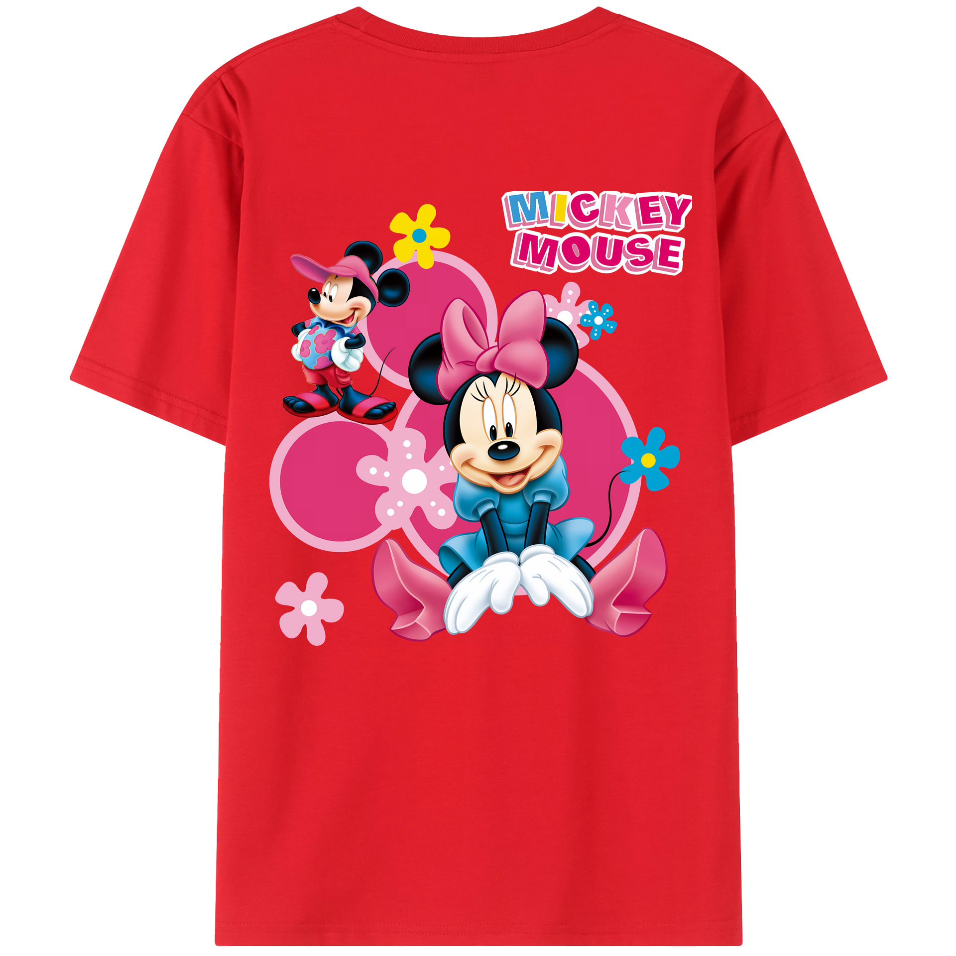 （画像用） ミッキーマウス Mickey Mouse 綿100％ メンズ半袖Tシャツ（バックプリント） 通気性