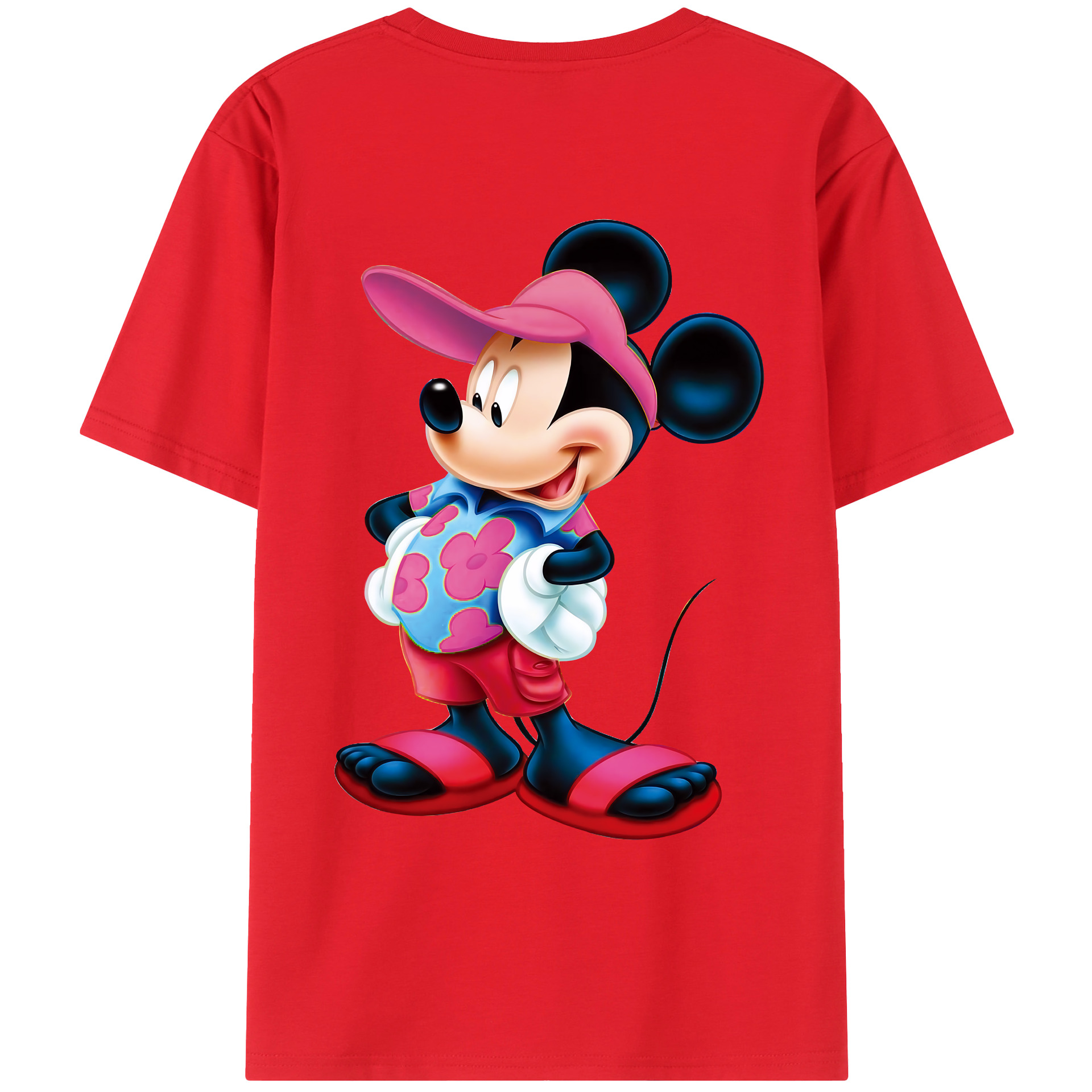 （画像用） ミッキーマウス Mickey Mouse 綿100％ メンズ半袖Tシャツ（バックプリント） 通気性