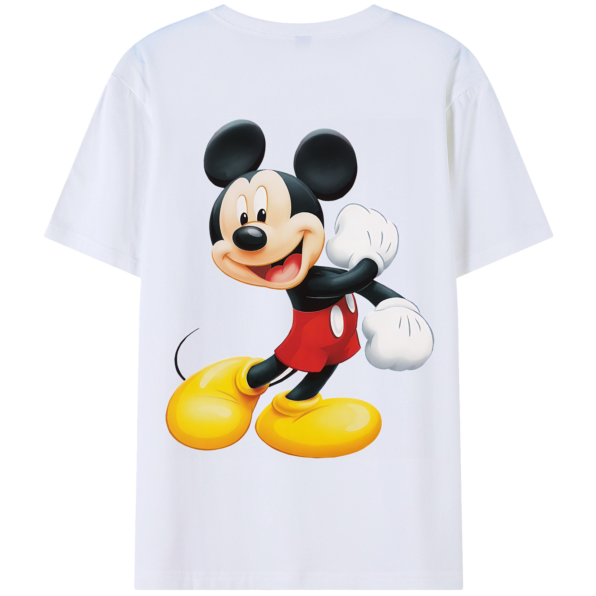 （画像用） ミッキーマウス Mickey Mouse 綿100％ メンズ半袖Tシャツ（バックプリント） 通気性