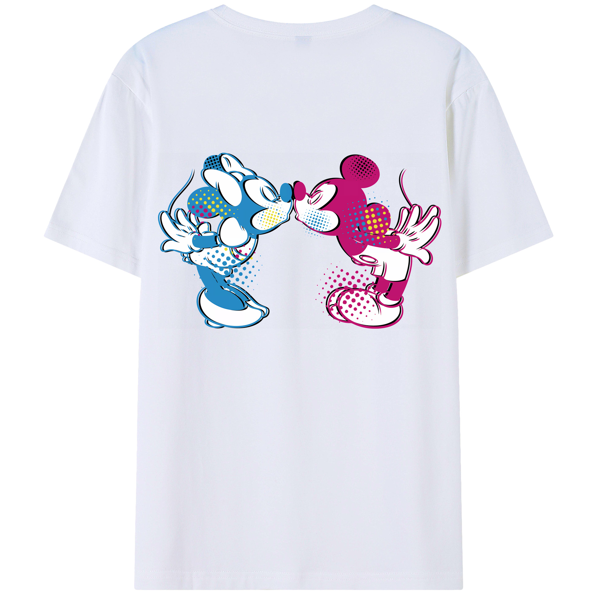 （画像用） ミッキーマウス Mickey Mouse 綿100％ メンズ半袖Tシャツ（バックプリント） 通気性