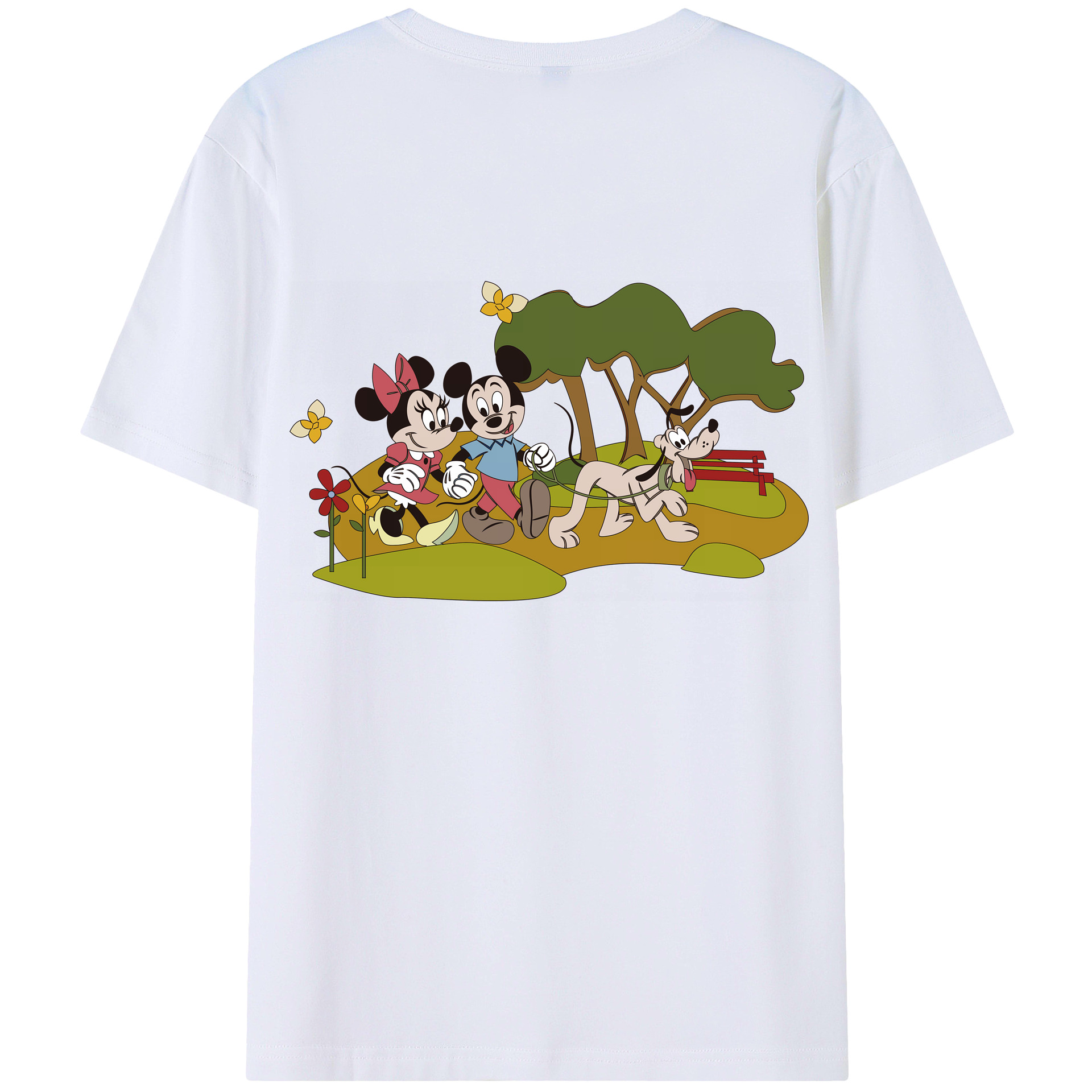 （画像用） ミッキーマウス Mickey Mouse 綿100％ メンズ半袖Tシャツ（バックプリント） 通気性