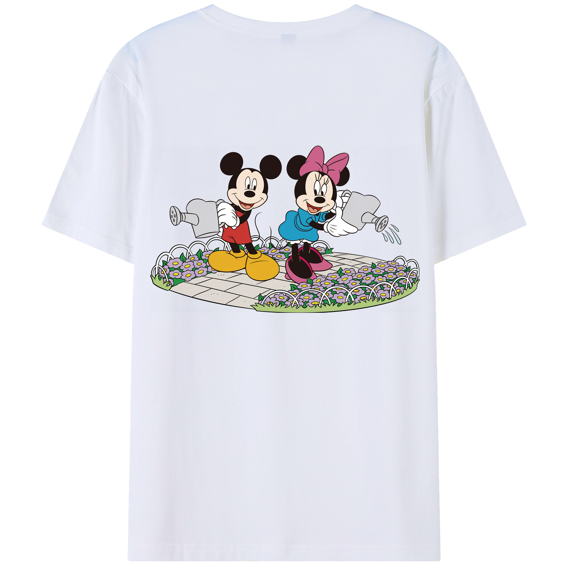 （画像用） ミッキーマウス Mickey Mouse 綿100％ メンズ半袖Tシャツ（バックプリント） 通気性