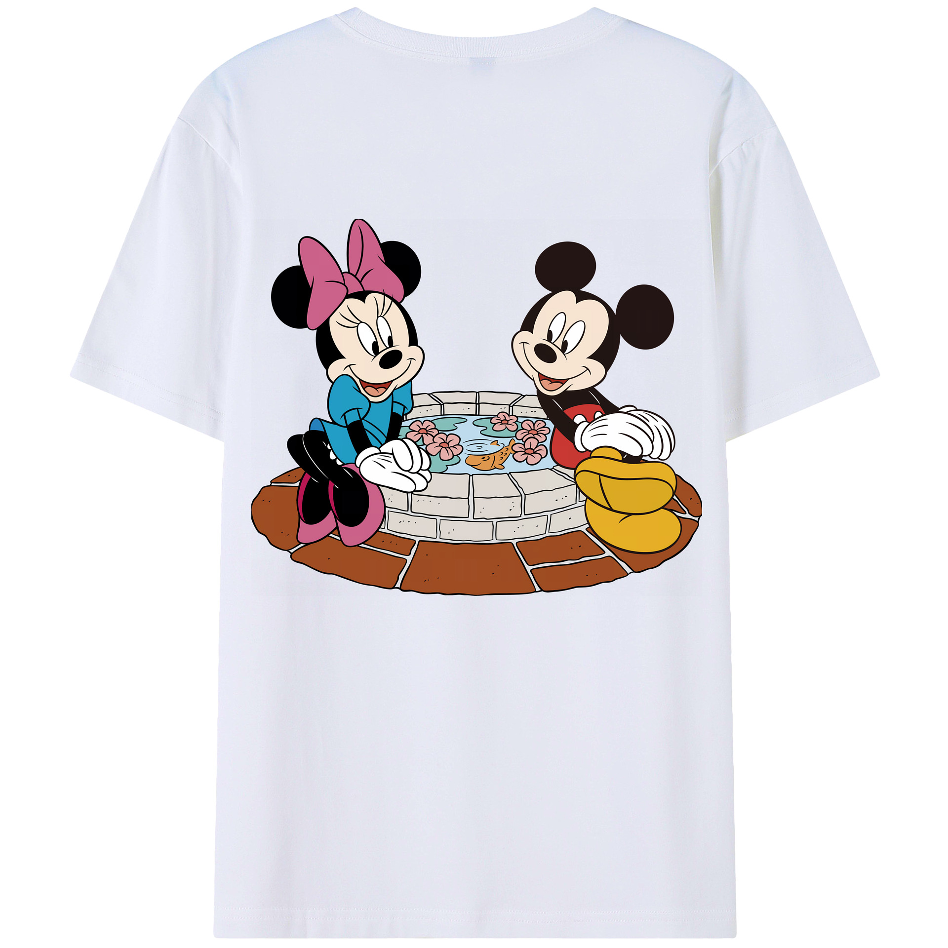 （画像用） ミッキーマウス Mickey Mouse 綿100％ メンズ半袖Tシャツ（バックプリント） 通気性