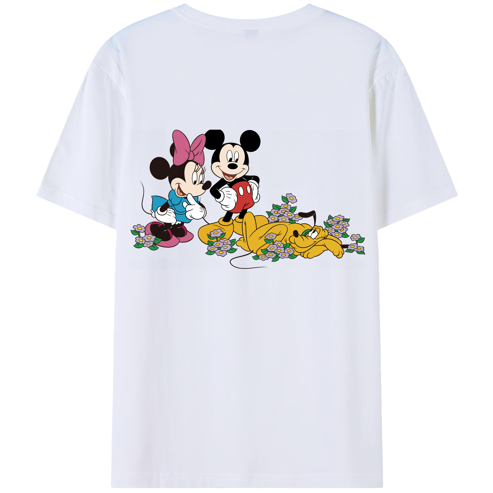 （画像用） ミッキーマウス Mickey Mouse 綿100％ メンズ半袖Tシャツ（バックプリント） 通気性