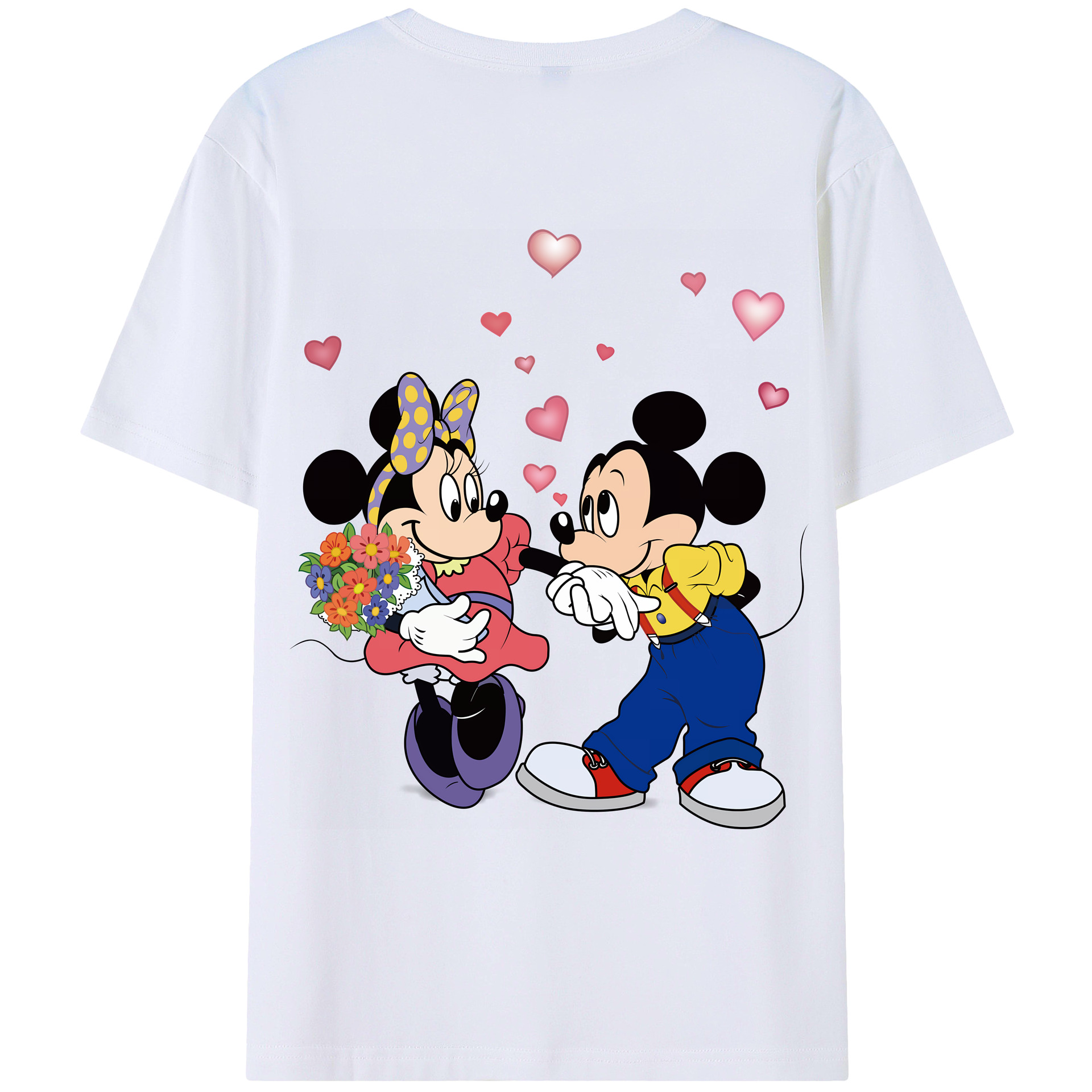 （画像用） ミッキーマウス Mickey Mouse 綿100％ メンズ半袖Tシャツ（バックプリント） 通気性