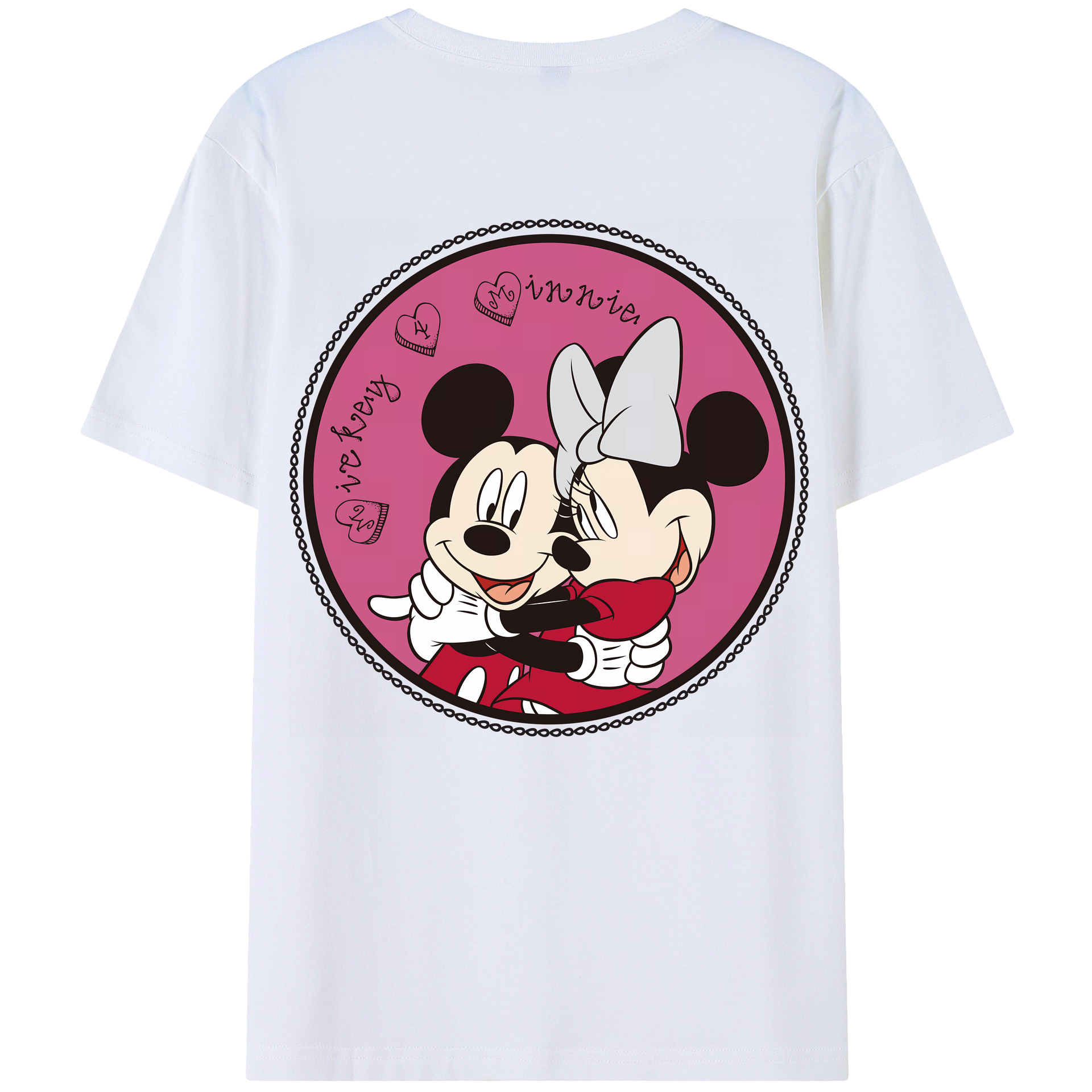 （画像用） ミッキーマウス Mickey Mouse 綿100％ メンズ半袖Tシャツ（バックプリント） 通気性