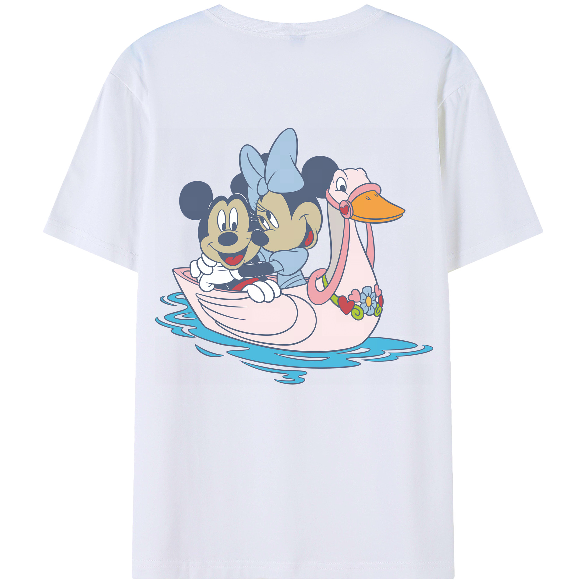 （画像用） ミッキーマウス Mickey Mouse 綿100％ メンズ半袖Tシャツ（バックプリント） 通気性