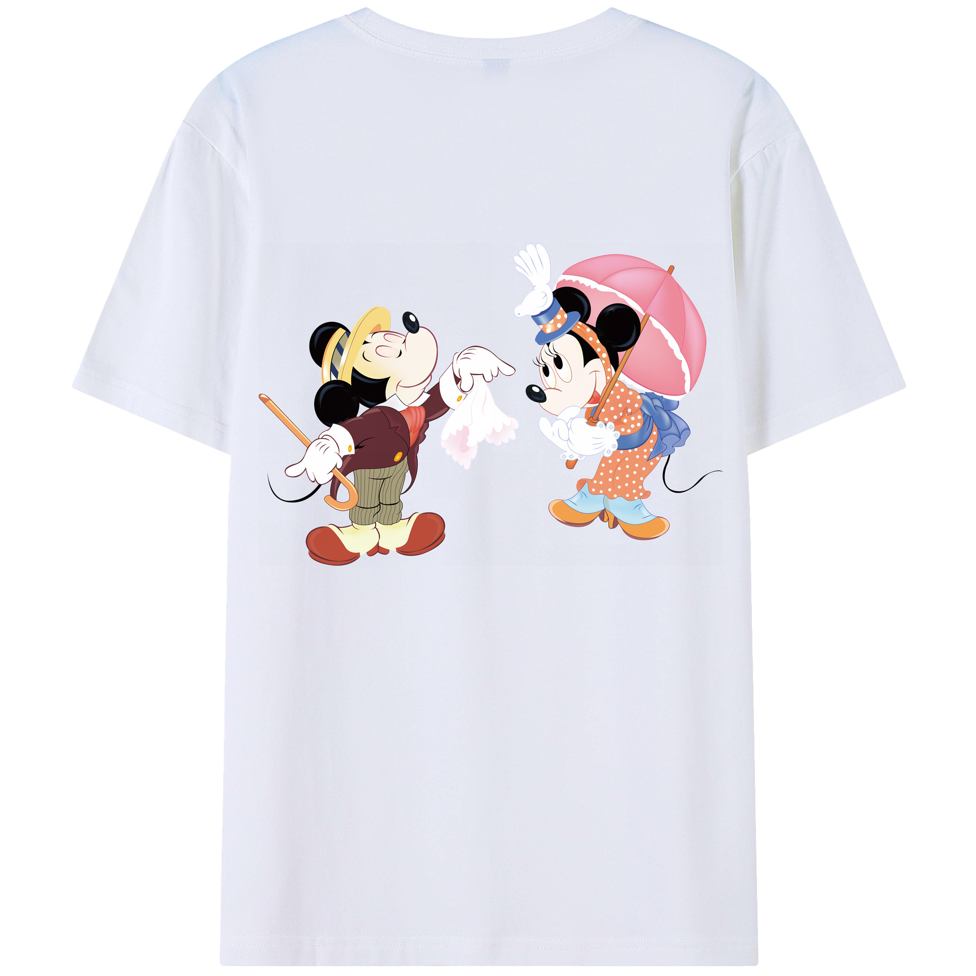 （画像用） ミッキーマウス Mickey Mouse 綿100％ メンズ半袖Tシャツ（バックプリント） 通気性